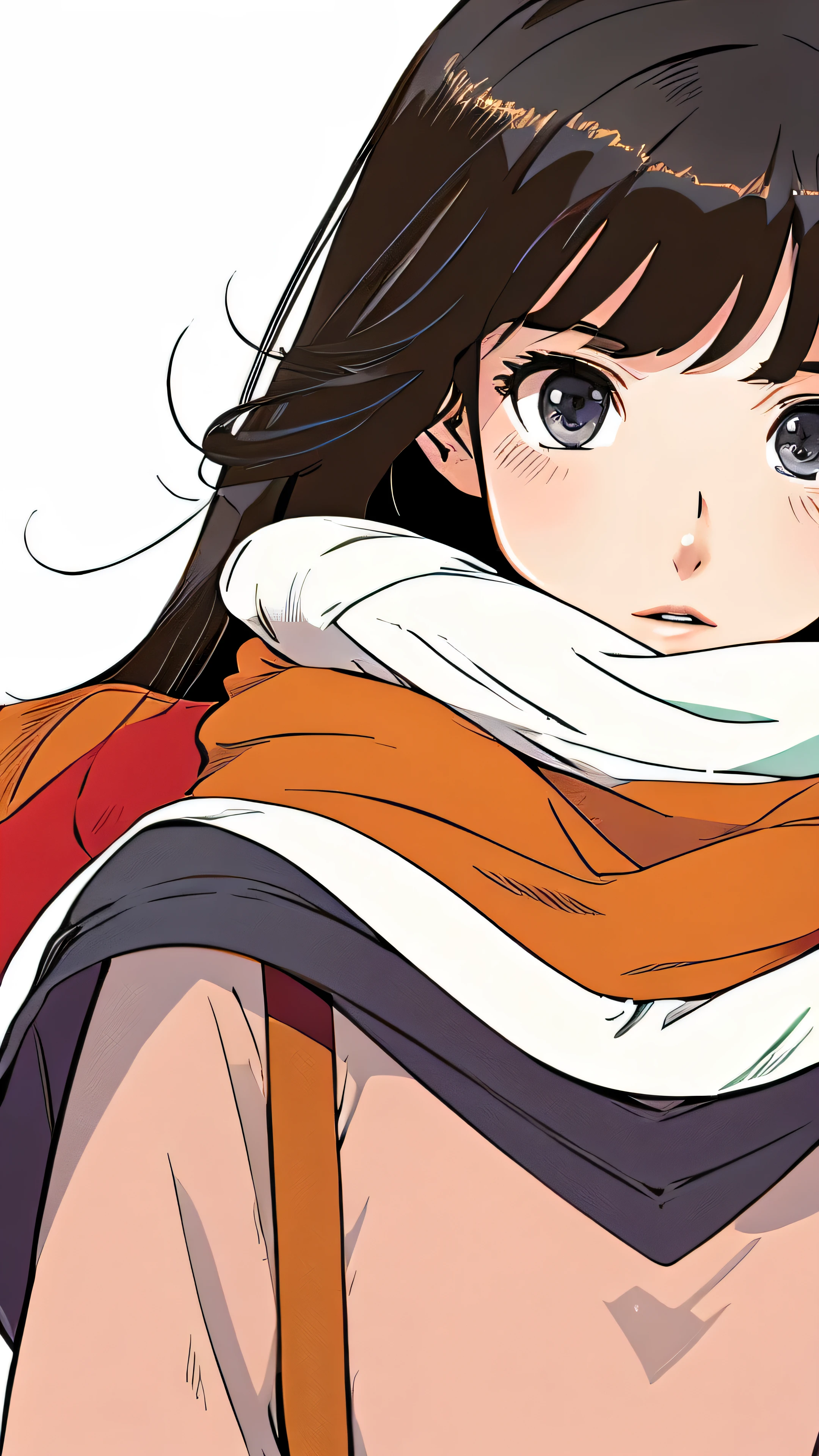 Close up professional photo of young woman wrapped in colorful warm quilt, cel shading, bold outline, flat color, sharp shadow, graphic style, (Manga influence:1.3), beautiful line drawing, striking visuals,comics