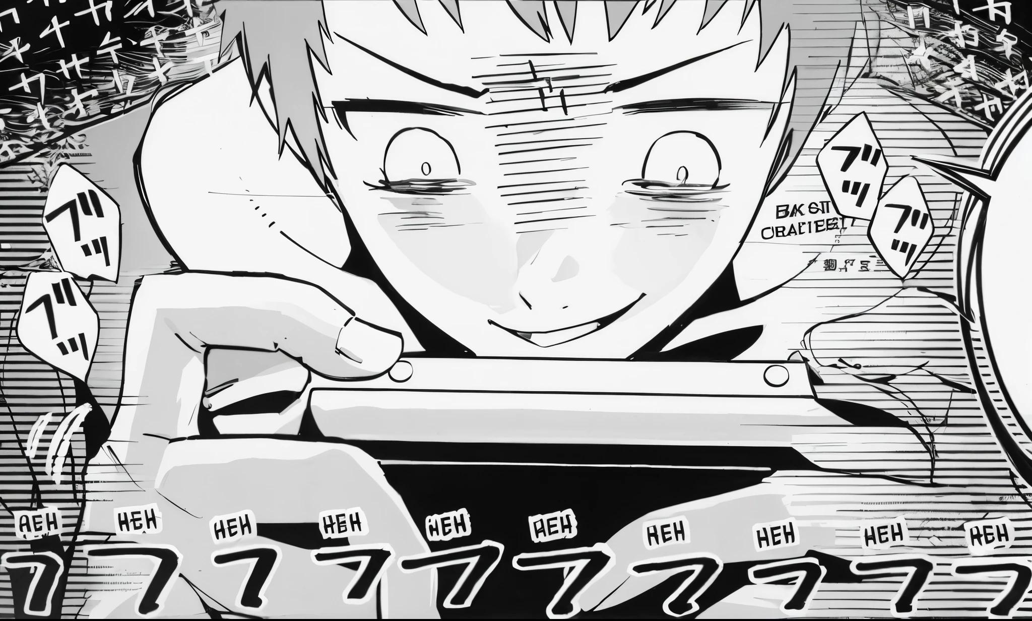 personagem de anime com fundo preto e branco e desenho em preto e branco, black and white branch panel, branch panels, black and white manga page, in manga style, award-winning manga style, black and white manga comics, branch panel, fechar-se!!!!!!, digital manga, manga page, Jujutsu Kaisen, toru narita, as a branch panel