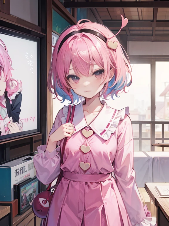 best quality、Komeiji Satori(pink hair)、Erotic School Uniform、embarrassing