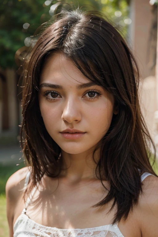 19 year old girl, blanca, con los ojos grises, pelo negro largo, super realista 4k