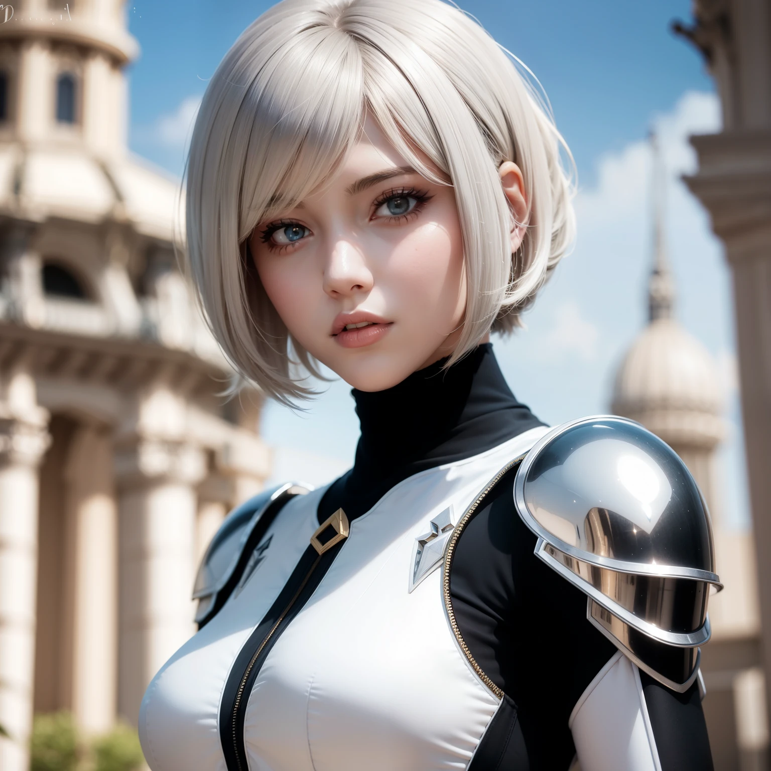 Beauty girl as 2B in ornad & elegant tatical mech suit