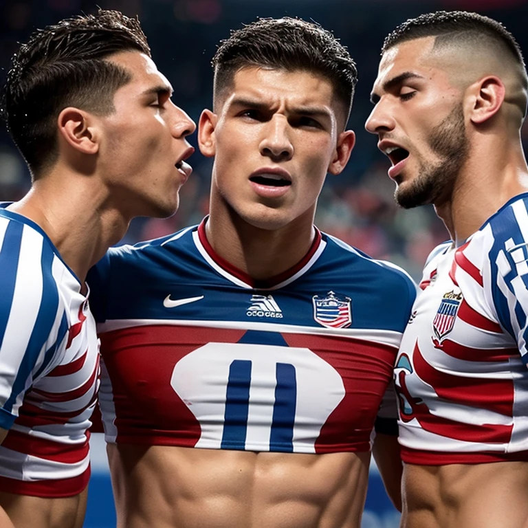 Capitan musculoso de futbol americano borracho y sin camisa, masturbated and kissed on the mouth by another twink guy smaller and thinner than him, bulto grande, solo en ropa interior, mostrando pectorales y abdominales completos,wet dreams, Great erection, besos, gay pornographic