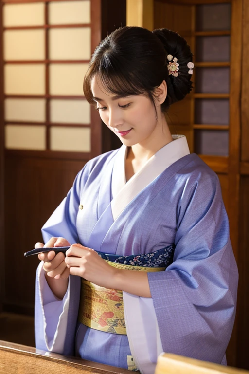 The proprietress of the inn wearing a kimono Working figure