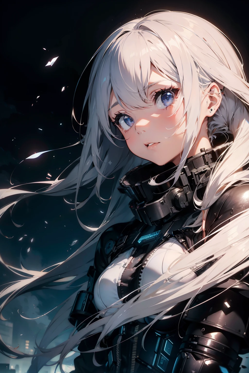 Beauty girl as 2B in cyberpunk elegant tatical suit