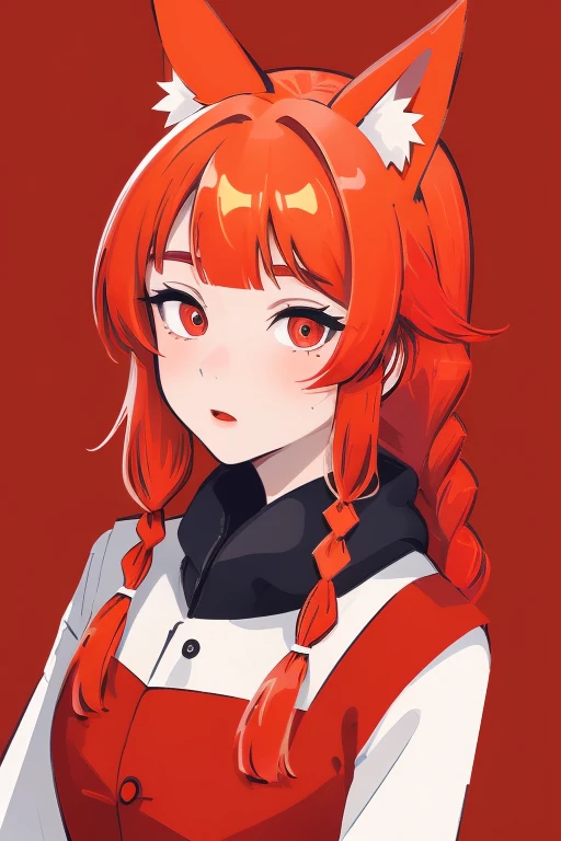 mayumi, (red_pupils), yellow_hair, side_braid, animal_ears, masterpiece, best quality, ultra-detailed, solo, 1girl