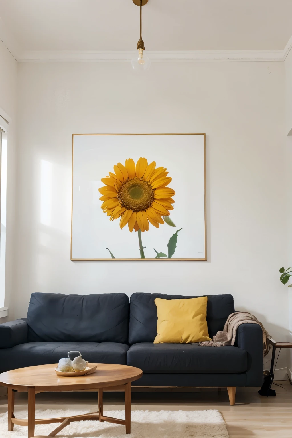 Living room mockup for wall art, realistic, bright, Center
