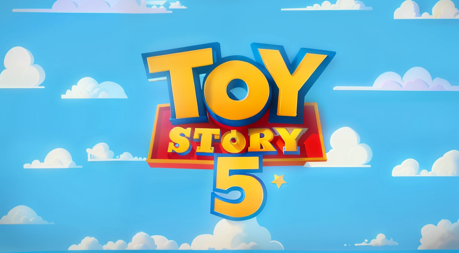 toy story 5 logo with clouds in the background, toy story, toy story style, from toy story, pixar movie poster, toy, pixar
