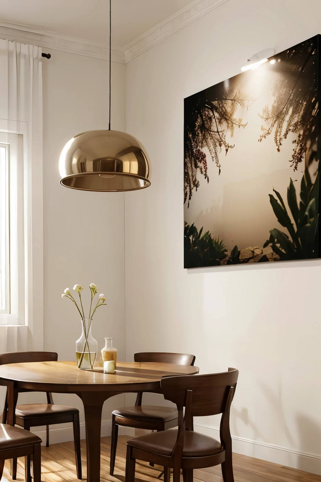 Dining room mockup for wall art, realistic, bright, Center