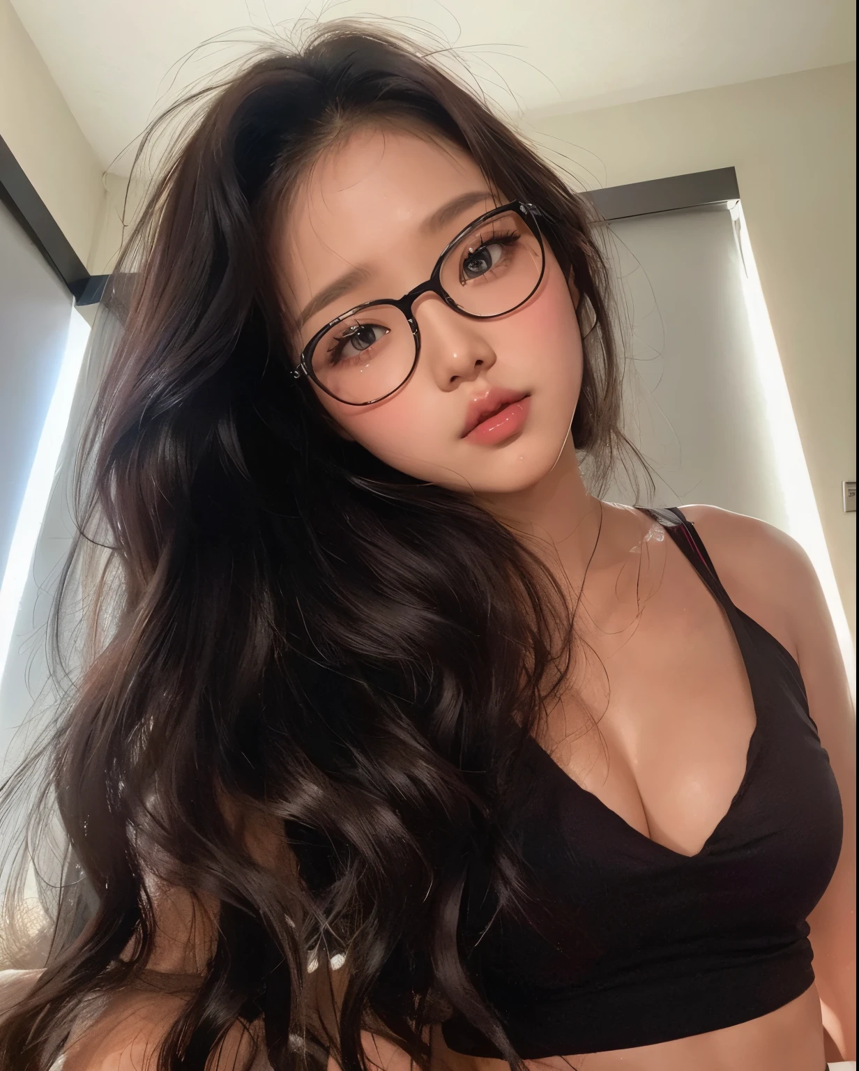 Wonyoung from IVE face, foto realista, ultra HD, 8k, big juicy lips 