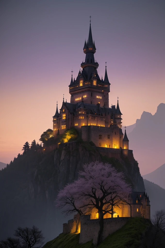 An ancient mystical high school, Keep castle, Big ancient building, Stands on a high mountain surrounded by a wasteland, In the distance. Medium: illustration. Additional details: The castle is covered in ivy, giving it a mysterious and enchanting look. Tall towers with pointed roofs and arched windows create a sense of grandeur and magic. The wasteland surrounding the mountain is desolate, with dry, cracked earth and scattered rocks. A lone tree stands near the castle, its branches stretching towards the sky. Ancient runes are etched into the castle walls, adding to its mystical aura. Inside the castle, students in elaborate uniforms can be seen studying ancient texts and practicing magic. They are immersed in their studies, surrounded by flickering candlelight and the smell of old books. The sky above is painted in vibrant shades of purple and orange, casting an otherworldly glow on the scene. As the sun sets, the castle becomes even more magical, with the warm glow of lanterns illuminating the dark corners. The atmosphere is filled with anticipation and wonder, as if anything is possible within the walls of this ancient high school.
艺术风格:Fantasy, Gothic.
色彩色调:Dark, Mysterious.
灯光:Soft, Candlelight.