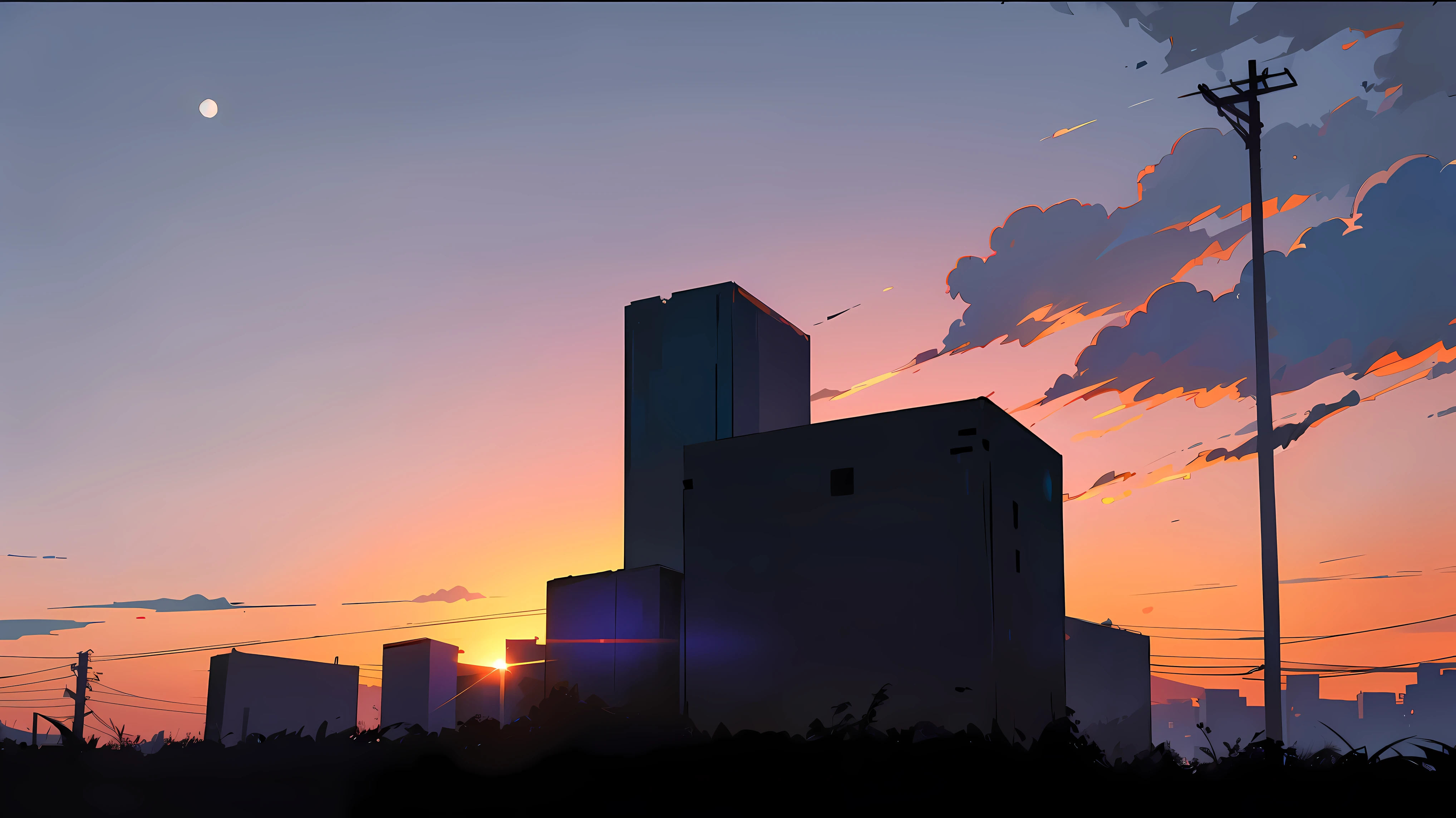 a simple night sky. escuro, luz de fundo, sunset