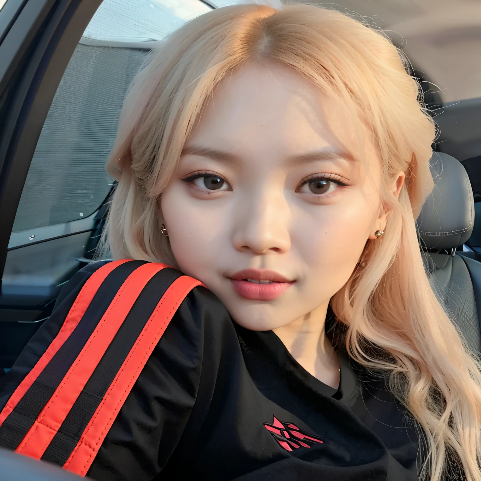 garota araffe com longos cabelos loiros sentada em um carro, parque roseanne de blackpink, adorable and pale korean face, Lalisa Manobal, jossi do blackpink, Heonhwa Choe, portrait of jossi do blackpink, Jinyoung Shin, tzuyu de duas vezes, bae suzy, Sun Yunjoo, sakimichan, glowing peach face