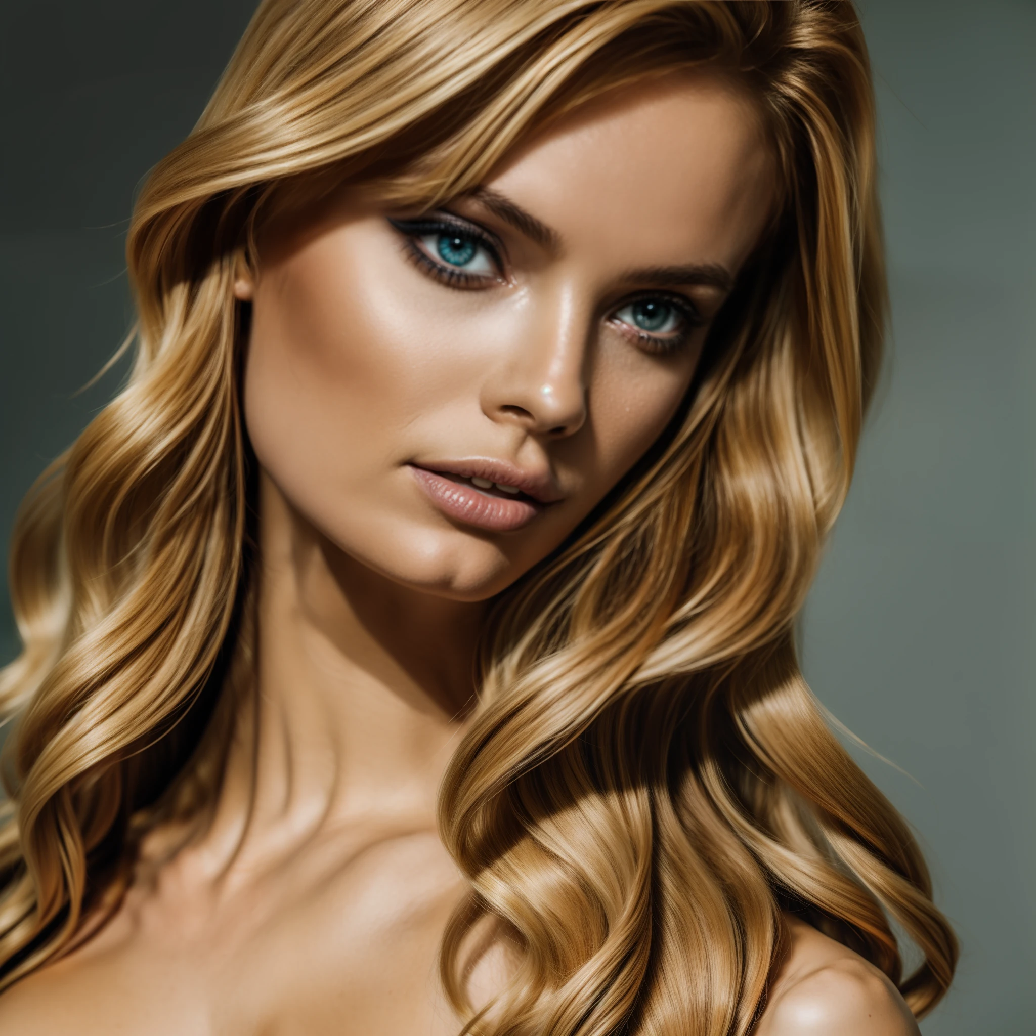 Realistic Stunningly beautiful 25 year old Swedish super model with long blond hair, beautiful blue eyes and a perfect body from head to toe, she is amazingly beautiful, she radiates pure beauty, her blue eyes are hypnotic Photorealistic, superior detail, beautiful curves, beautiful blonde hair, elegant style hyper realistic