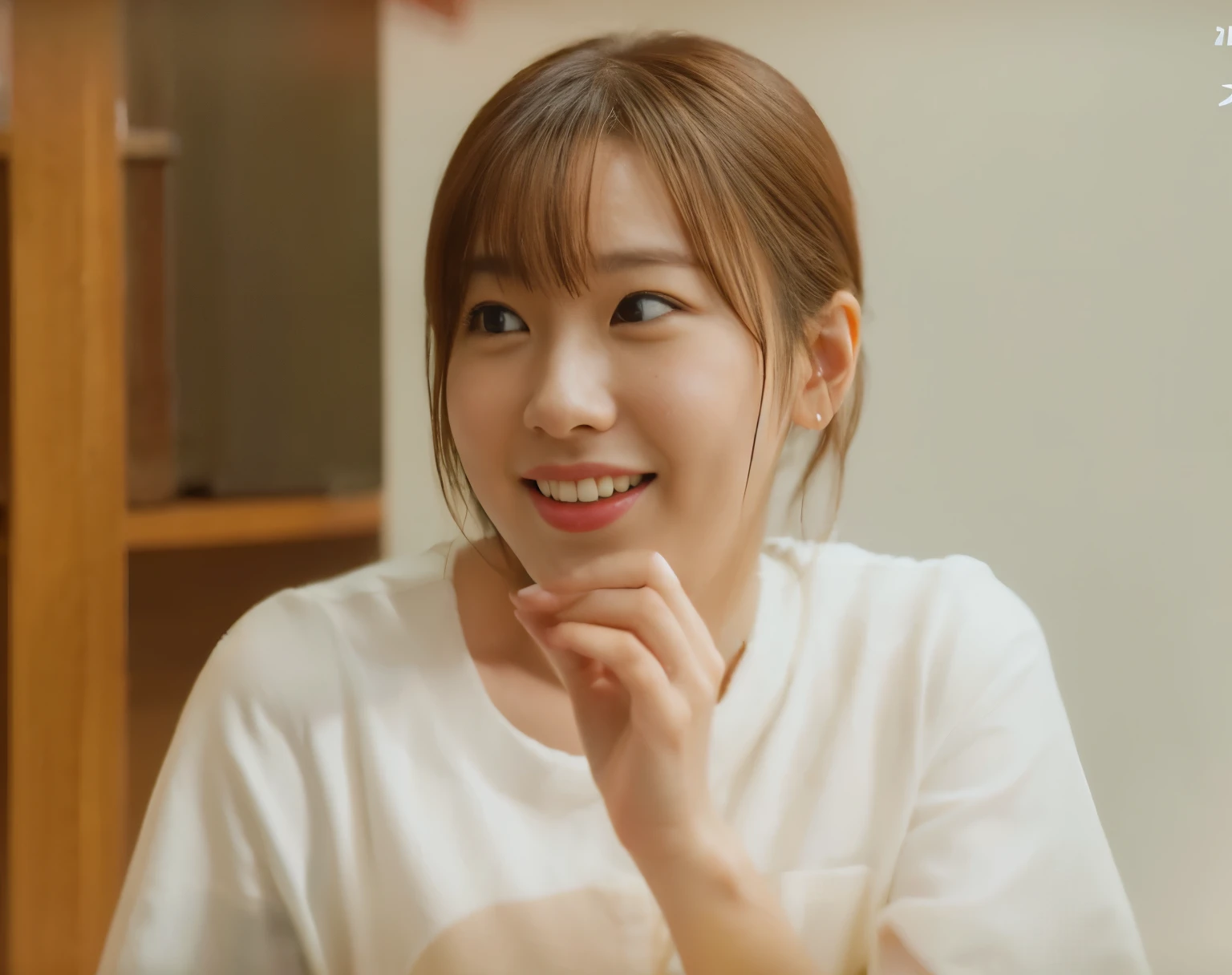 Close-up of a person sitting at a table with a plate of food, she has a cute expressive face, Chiho, cute korean actress, Bae Suzy, she has a cute face, cool girl, korean girl, look sideways, Yoshitomo Nara, That's a cute Korean face, japanese woman, Still from the live-action movie
