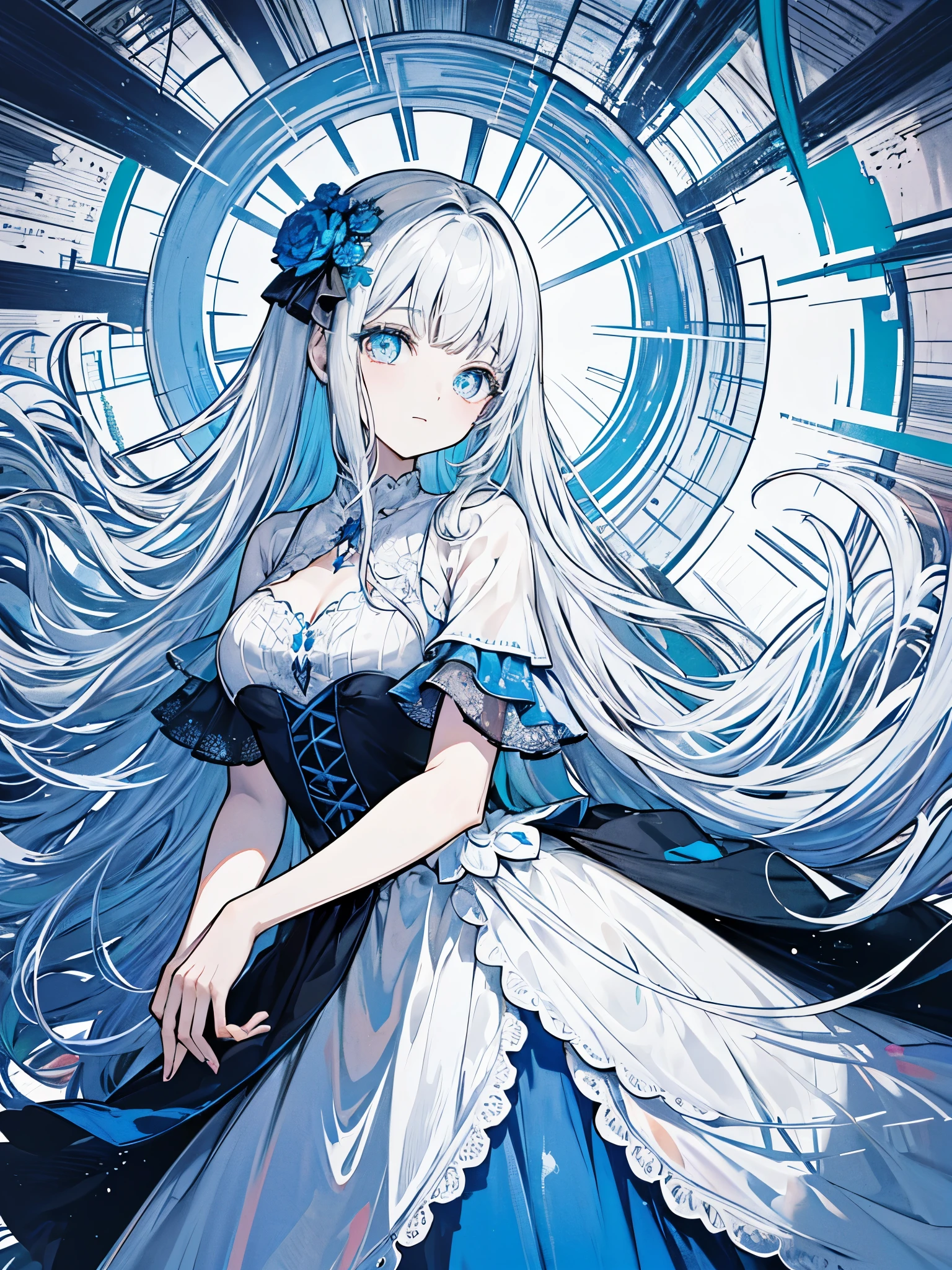 (masterpiece:1.3), (best quality:1.1), ((1 girl)), ((alone)), (Detailed eyes and detailed face:1.3), (beautiful clear background:1.2), blue eyes, White shirt ,long white coat, b white pleated skirt, Raise your legs high, whole body, permanent, hands in pockets, boring, depth of field, laboratory, (illustration:1.1), (extremely delicate and beautiful:1.1), (perfect details:1.1), (), ,facing the audience, Upper body, focus on face