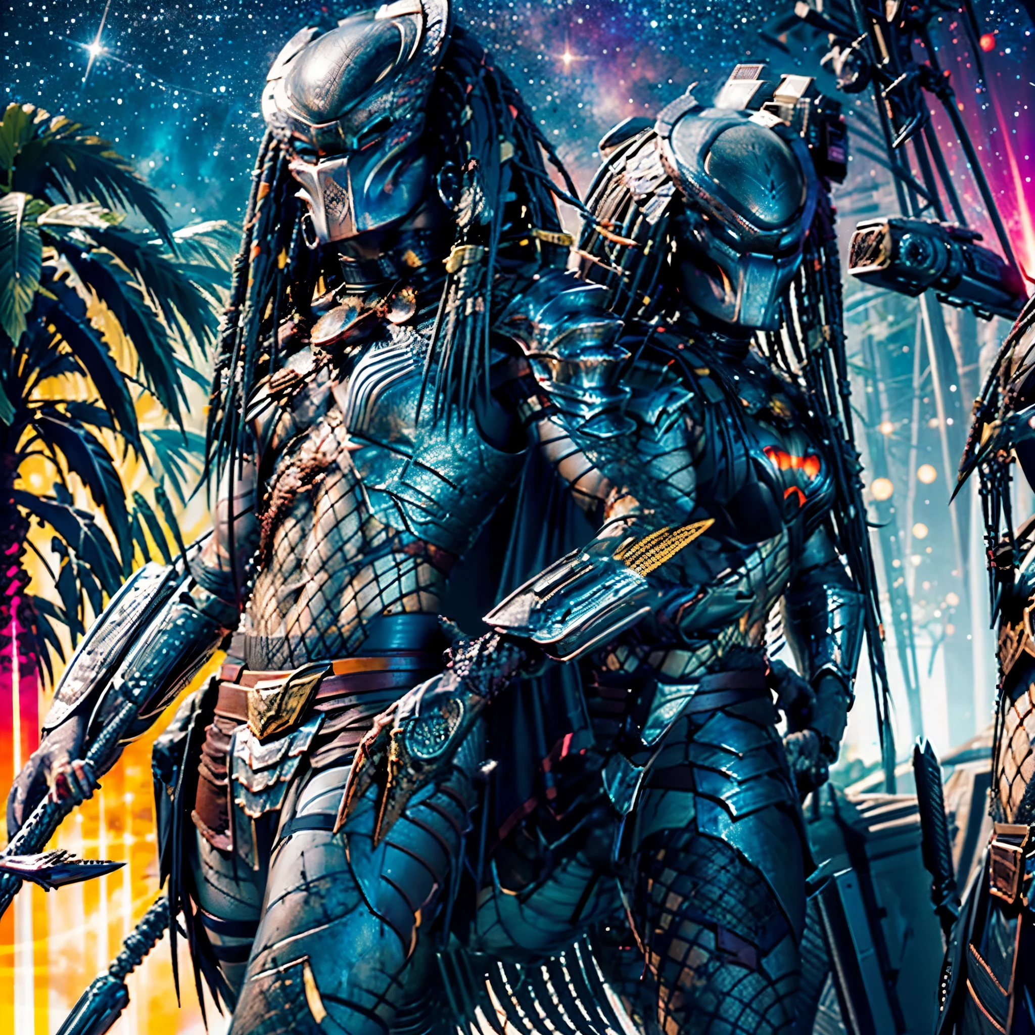 Metropole Yautja Predator (Predator`s Planet) radiant Nebulae stars hyper borealis starry_sky shootingstar vivid sunset panoramic sunrise epic sunshine (Predator from the movie) wearing heavy sexy armor's outfit leather, Predator riding a horse palefroi jump in the sky around Burning_Bush deep path equirectangular "Predator" Predator`s_City Masterpiece ultra UnrealEngine5 dagger 🍦🍹❤ dazzling saturate incandescentes Vivid Will-o'-the-wisp Symmetrical (gorgeous Princess Athletic extatique Tamned Skin😘sensual Effects Cheekbones Embarrassed redderer ultra_beautiful_eyes dark black lazulis turquoises saphirs👩mouth open tongue teeth obvious smile howling🎀👗⚜👒Floating Jacket Cape Shoulders-Off Shirt Lace Clavicles White Papillotes embroidered satin red thick leather breasts felt skirt matching ample swinging spinel navel waist cadena belt reveal heart padlock bristles scarlet pubis-hairy indigo silk snap garters thighs legs👡💅)🎪🎢🎡🎠 Cinematic_sunLight meticulously intricate ultra_high-details ultra_high-def ultra_high-res ultra_Photo-realistic ultra_high-quality ultra_sharpness focus accurate max perfection reflex extreme improved Octane-rendered opengl-shaders glsl-shader UHD XT3 DSLR HDR romm rgb pbr analogique color-coded shading 3DCG fxaa global illumination cgi vfx sfx fkaa txaa rtx ssao post-processing post-production cell-shading augmented tone-mapping sundrop contre-jours optimal onyx luminescence volumetric lighting contrast lightning floraison summon creature fleuraison incandescentes inox opal invocation monster beholder strange transparent graduated chrome Cristalline reflection population silver agate heart hearth Earth varied multi etc. --s 1000 --c 20 --q 20 --chaos 100