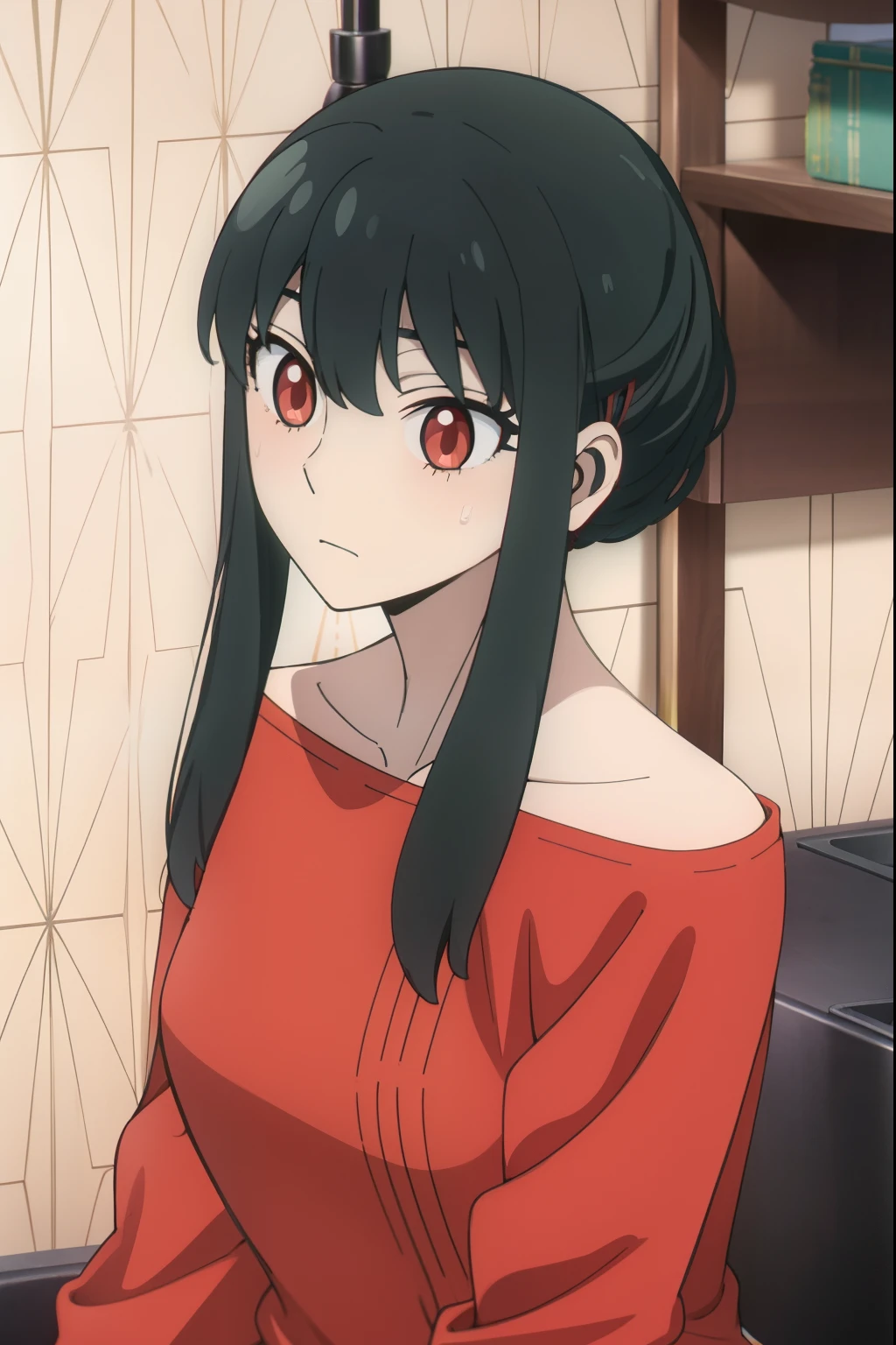 Kurosaki， Kurumi tokisaki， brunette color hair， Low Twin Tails， ChineseGirl，（Hair above one eye：1.5）， （red eyes：1.2）， （little breast：1.2）， Break bare shoulders， upper legs， Separate the sleeves， hair-bun， double bun hair， Chinese clothes， Porcelain dress， BREAK LOOKS AT THE AUDIENCE， BREAK indoors， Beds， Bedrooms， BREAK （tmasterpiece：1.2）， best qualtiy， A high resolution， Unity 8k壁紙， （illustratio：0.8）， （Beautiful detail eyes：1.6）， Extremely detailed face，Perfect lighting，extremely detremely detailed CG，（perfect hand，perfect anatomia），on cheongsam，mature，A MILF。