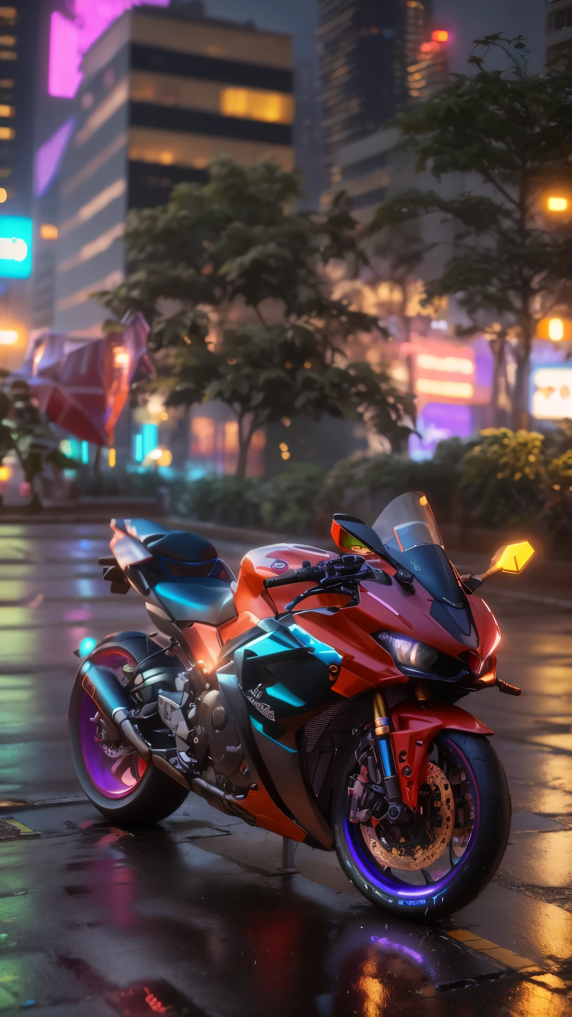 hiperrealisme:1.1),(detail:1.2),8k,cyberpunk,random colours,check background, bokeh
