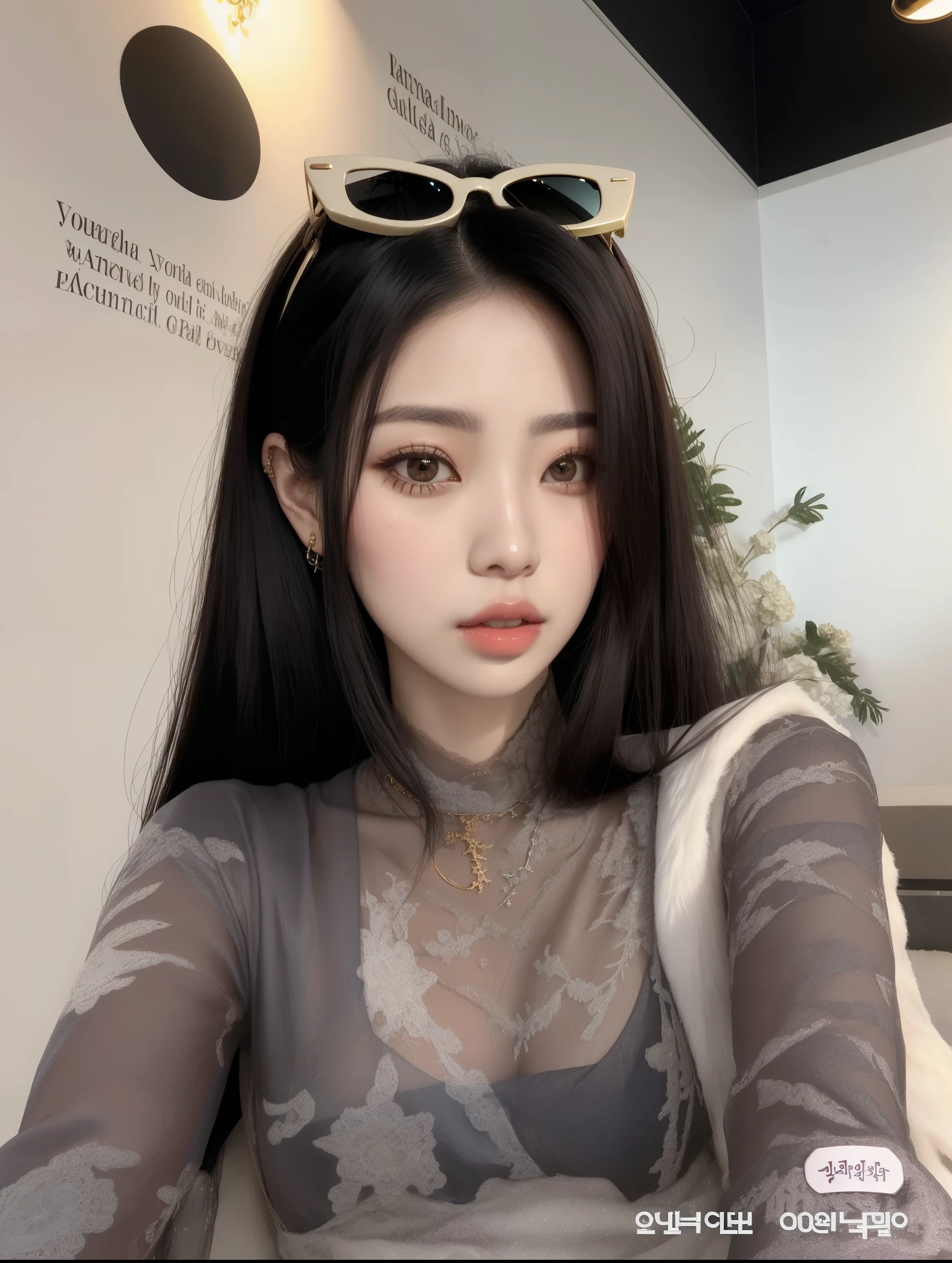 A closeup of a woman with sunglasses on her head, Ulzzang, linda jovem coreana, cruel korean goth girl, Menina coreana, jennie blackpink, linda mulher sul-coreana, Jinyoung Shin, linda jovem coreana, Heonhwa Choe, young lovely korean face, penteado com corte hime branco, corte de cabelo preto hime, beautiful asian girl