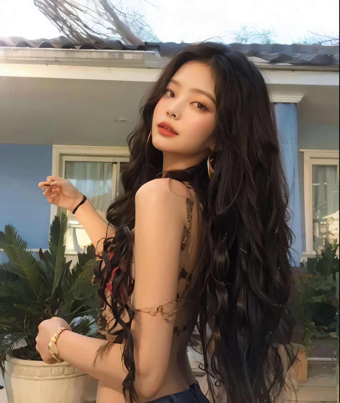 Jennie Kim. cabello enrulado