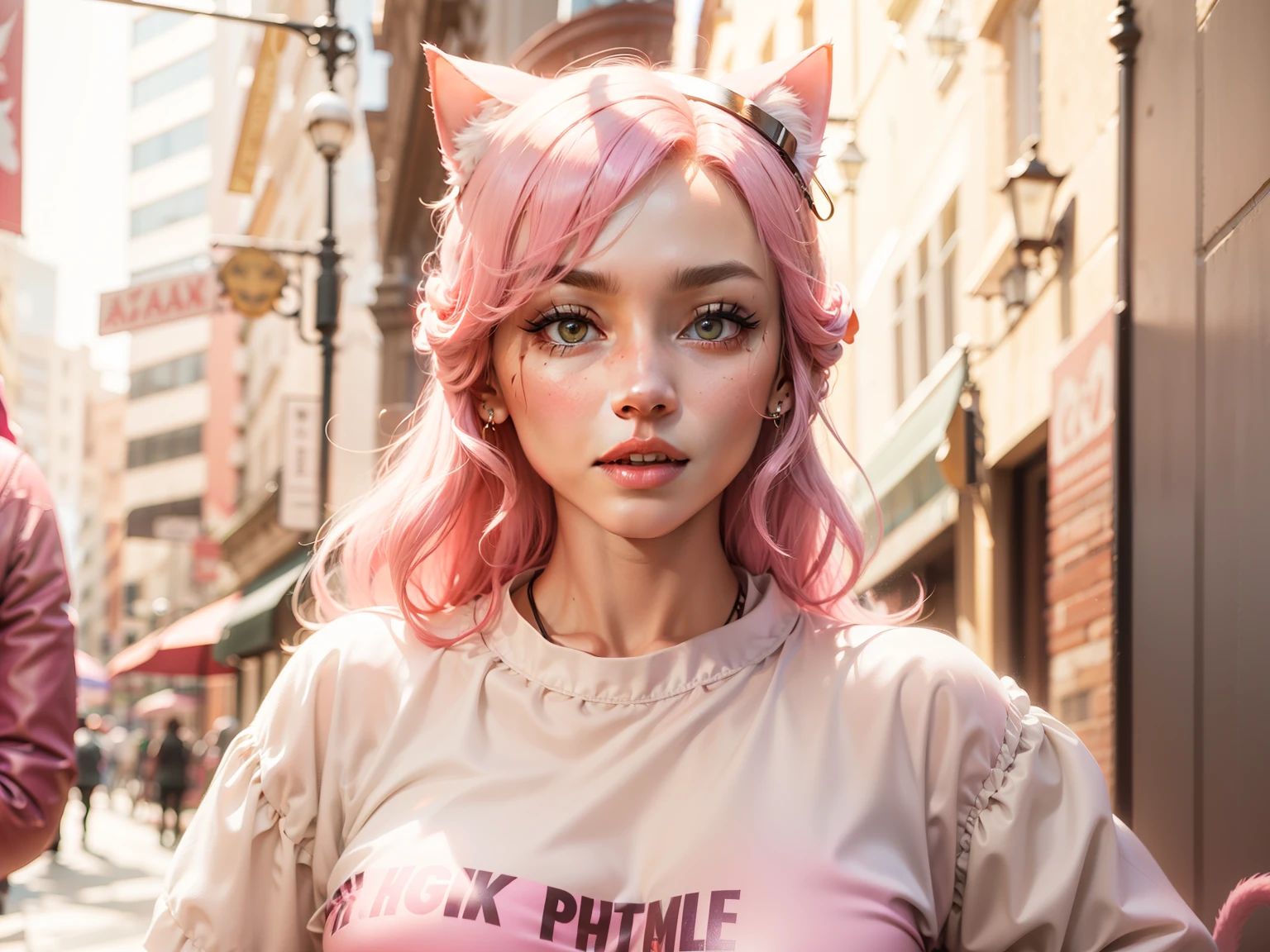 Pink cat ears,femele,JK,Lolita prostitute,high-heels,exquisite facial features