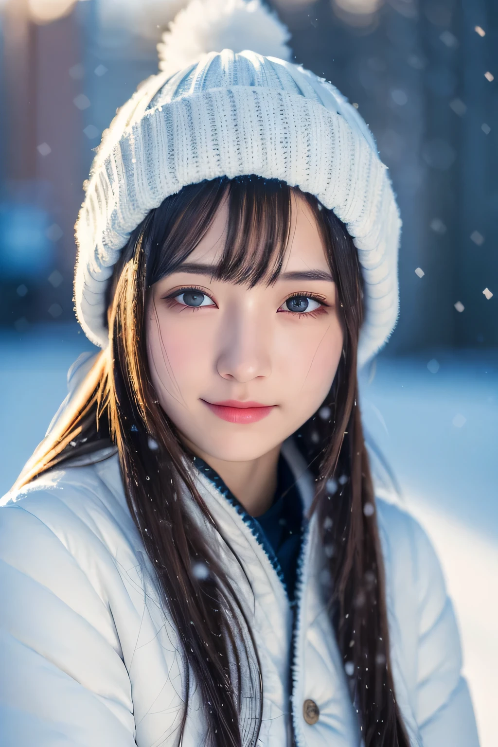 Ulchan-6500-v1.1, (RAW photo:1.2), (realistic:1.4), beautiful detailed girl, very detailed eyes and face, beautiful and detailed eyes, that'ridiculous, incredibly that'ridiculous, huge file size, Super detailed, High resolution, very detailed, highest quality, masterpiece, Kemomimi, ((Japan Girls Winter Wear and Beanies)), shape, very detailed, cg, unified, 8k wallpaper, wonderful, small details, masterpiece, highest quality, very detailed cg uniform 8k wallpaper, light shines on your face, cinematic lighting, 1 girl, , ((dynamic pose)), Snow and winter background, Playing in the snow,