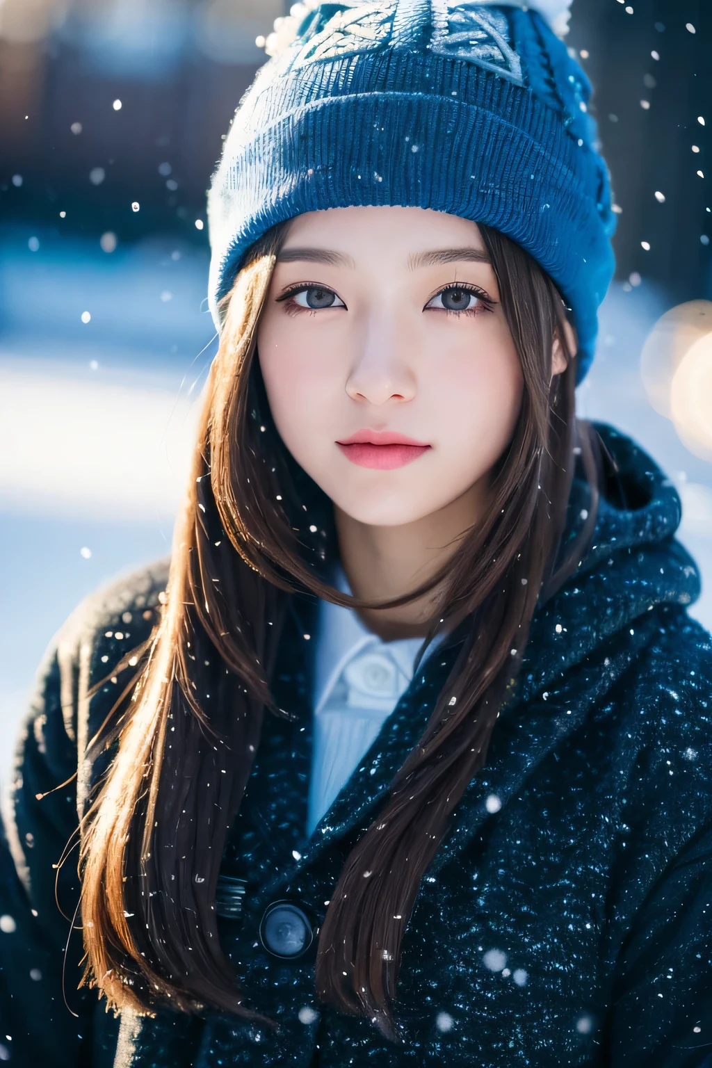 Ulchan-6500-v1.1, (RAW photo:1.2), (realistic:1.4), beautiful detailed girl, very detailed eyes and face, beautiful and detailed eyes, that&#39;ridiculous, incredibly that&#39;ridiculous, huge file size, Super detailed, High resolution, very detailed, highest quality, masterpiece, Kemomimi, ((Japan Girls Winter Wear and Beanies)), shape, very detailed, cg, unified, 8k wallpaper, wonderful, small details, masterpiece, highest quality, very detailed cg uniform 8k wallpaper, light shines on your face, cinematic lighting, 1 girl, 16 years old, ((dynamic pose)), Snow and winter background, Playing in the snow,