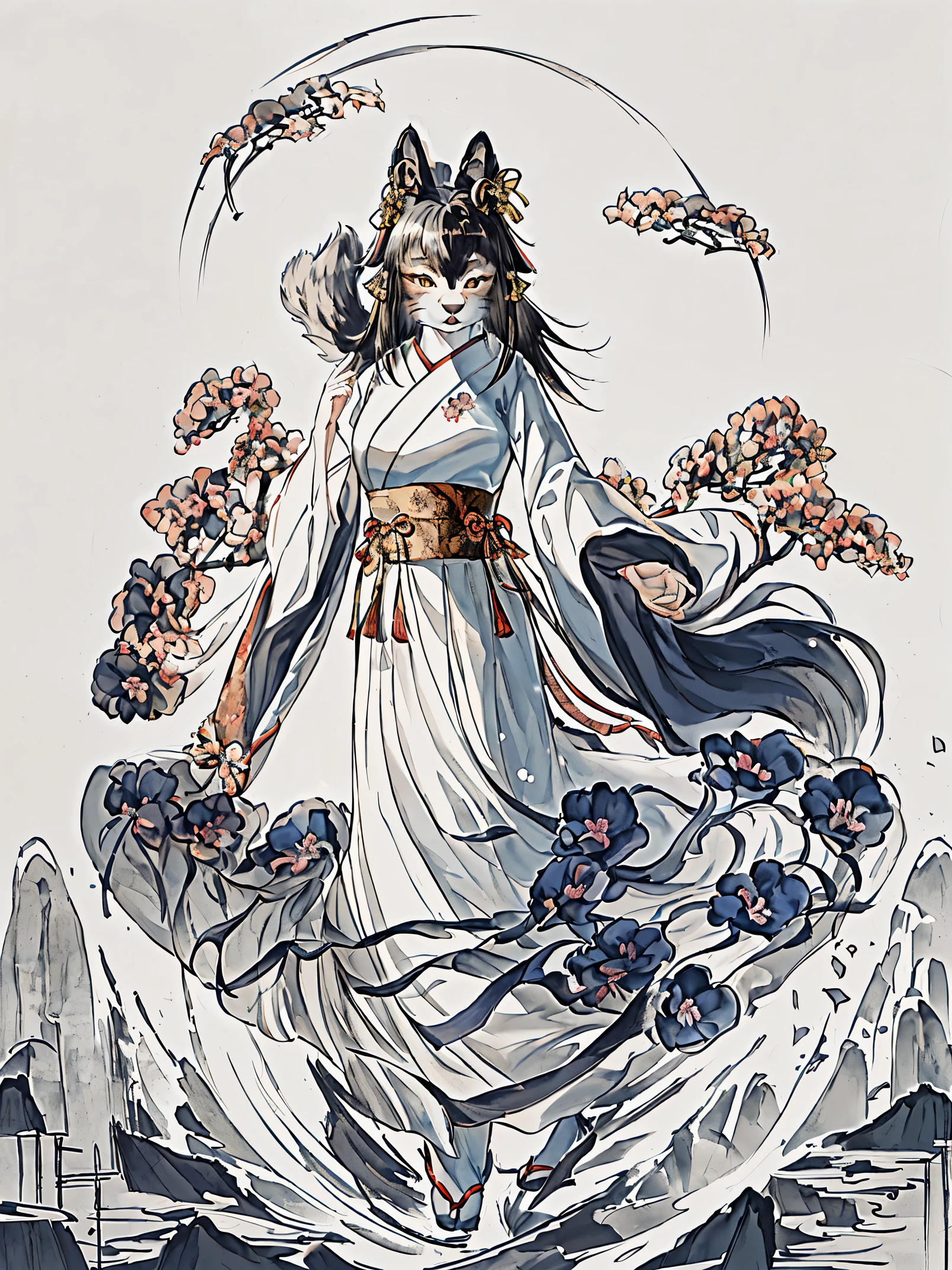 ((1 garota, bruxa, cabelo comprido, corpo inteiro, vestido, anime, fantastic drass, olhos claros, signo, sign Aquarius, signo azul, azul, chapel de bruxa, bruxa hat, hat, azul, magia, efeitos, perfil de frente, frente, alphonse mucha, estilo alphonse mucha, stile alphonse mucha))