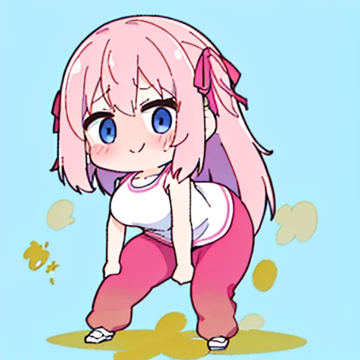 (master piece、super detail、highest quality、8k、32K、High resolution、Kyoto Animation Style Anime Illustration、highest qualityの公式アートの特徴: 1.6)、(caregiver) 、cute女の子 1 人、solo、Are standing、whole body、predecessor、Makeup、cute、: 1.3)、(Loli:1.2)、(cute:1.5)、セクシーなcute女の子、Morning park during a run、shortness of breath、(Sweat)1.4、Satisfied smile、Wearing a light brown sports bra and jogger pants、Transparent shirt、Soft and clean focus、Realistic lighting and shading、Active、dynamism、(light pink hair、twin blade、long hair、hair ribbon、cuteリボン: 1.1)、thin eyebrows、big breasts、women stink、fart、shyness、blush、Gas comes out of the butt、put pressure on your face、lots of gas、My body trembles、Hip Attack