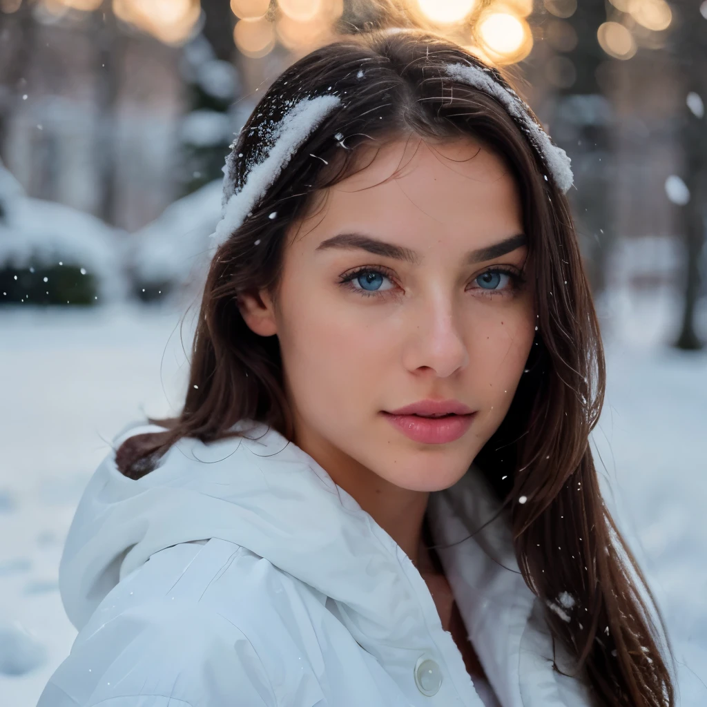 (best quality)), ((masterpiece)), ((realistic)), nfsw, beautiful woman in the winter full of snow ,playing in snow , seducing , 22 years old, (long Brown hair), hazel eyes, athletic breasts, innocent, intricate details, highly detailed, sharp focus, professional, 4k, divine rays, hand model, stunning blue eyes, small, delicate, innocent, high resolution, high detail, sharp focus, soft , aesthetic, extremely detailed, photo_\(ultra\), photorealistic, realistic, post-processing, maximum detail, roughness, real life, ultra-realistic, photorealism, photography, 8k uhd, photography,SILHOUETTE,full image from head to legs front standing, Looking at camera with smile, with girl friend , nfsw