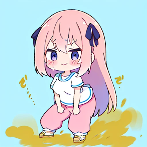 (master piece、super detail、highest quality、8k、32K、High resolution、Kyoto Animation Style Anime Illustration、highest qualityの公式アートの特徴: 1.6)、(caregiver) 、cute女の子 1 人、solo、Are standing、whole body、predecessor、Makeup、cute、: 1.3)、(Loli:1.2)、(cute:1.5)、セクシーなcute女の子、Morning park during a run、shortness of breath、(Sweat)1.4、Satisfied smile、Wearing a light brown sports bra and jogger pants、Transparent shirt、Soft and clean focus、Realistic lighting and shading、Active、dynamism、(light pink hair、twin blade、long hair、hair ribbon、cuteリボン: 1.1)、thin eyebrows、big breasts、women stink、fart、shyness、blush、Gas comes out of the butt、put pressure on your face、lots of gas、My body trembles、Hip Attack、big ass、Stinky ass、Feeling like diarrhea