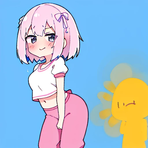 (master piece、super detail、highest quality、8k、32K、High resolution、Kyoto Animation Style Anime Illustration、highest qualityの公式アートの特徴: 1.6)、(caregiver) 、cute女の子 1 人、solo、Are standing、whole body、predecessor、Makeup、cute、: 1.3)、(Loli:1.2)、(cute:1.5)、セクシーなcute女の子、Morning park during a run、shortness of breath、(Sweat)1.4、Satisfied smile、Wearing a light brown sports bra and jogger pants、Transparent shirt、Soft and clean focus、Realistic lighting and shading、Active、dynamism、(light pink hair、twin blade、long hair、hair ribbon、cuteリボン: 1.1)、thin eyebrows、big breasts、women stink、fart、shyness、blush、Gas comes out of the butt、put pressure on your face、lots of gas、My body trembles、Hip Attack、Feeling like diarrhea
