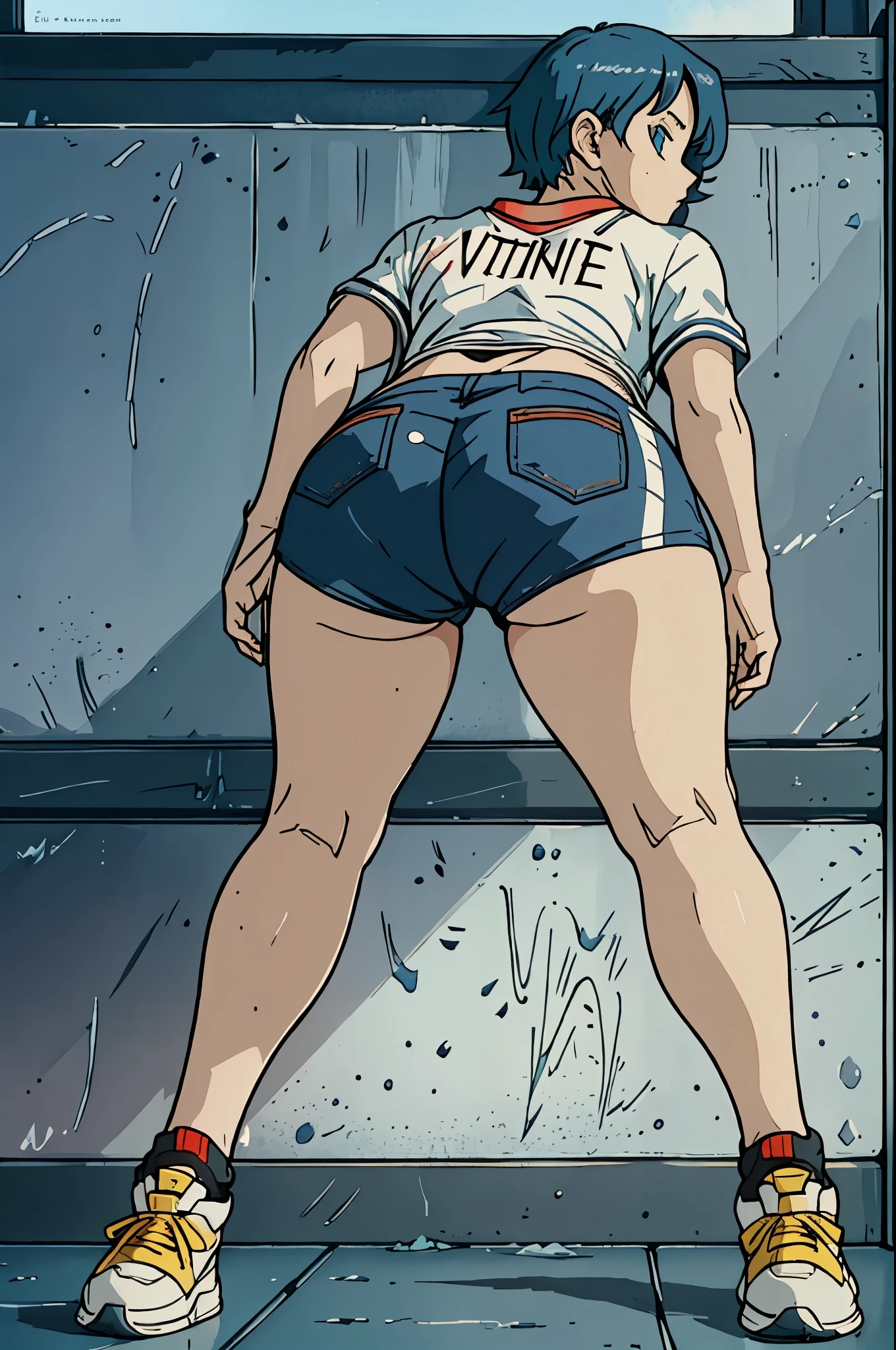 Bulma, muito sensual, com roupas de funkeira, brasileira, rio de janeiro, dancing funk, rebolando, bunda grande, pernas grossas, usando um short jeans extremamente curto, usando uma mini blusa, umbigo com pirsing, sneakers Nike, cabelo comprido, Speaker behind, corpo inteiro, muito realista, extremamente sexy, 8k, 8k extremamente detalhado), (um extremamente delicado e bonito), (obra-prima), (melhor qualidade: 1.0), (ultra highres:1.0)