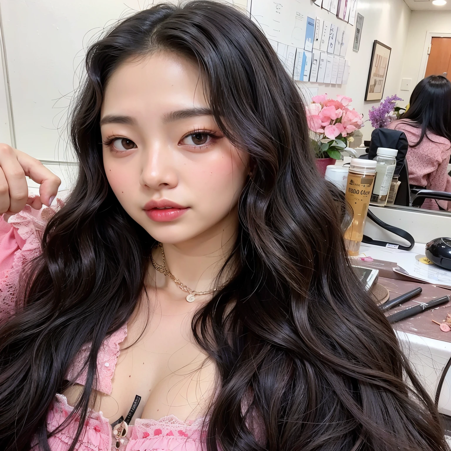 devastated Asian woman with long black hair in a pink dress, jennie blackpink, jaeyeon nam, Ulzzang, maquiagem sul-coreana popular, linda mulher sul-coreana, asian girl com cabelo comprido, maquiagem coreana popular, com cabelo comprido, asian features, linda jovem coreana, linda jovem coreana, com cabelo comprido and piercing eyes,  coreana