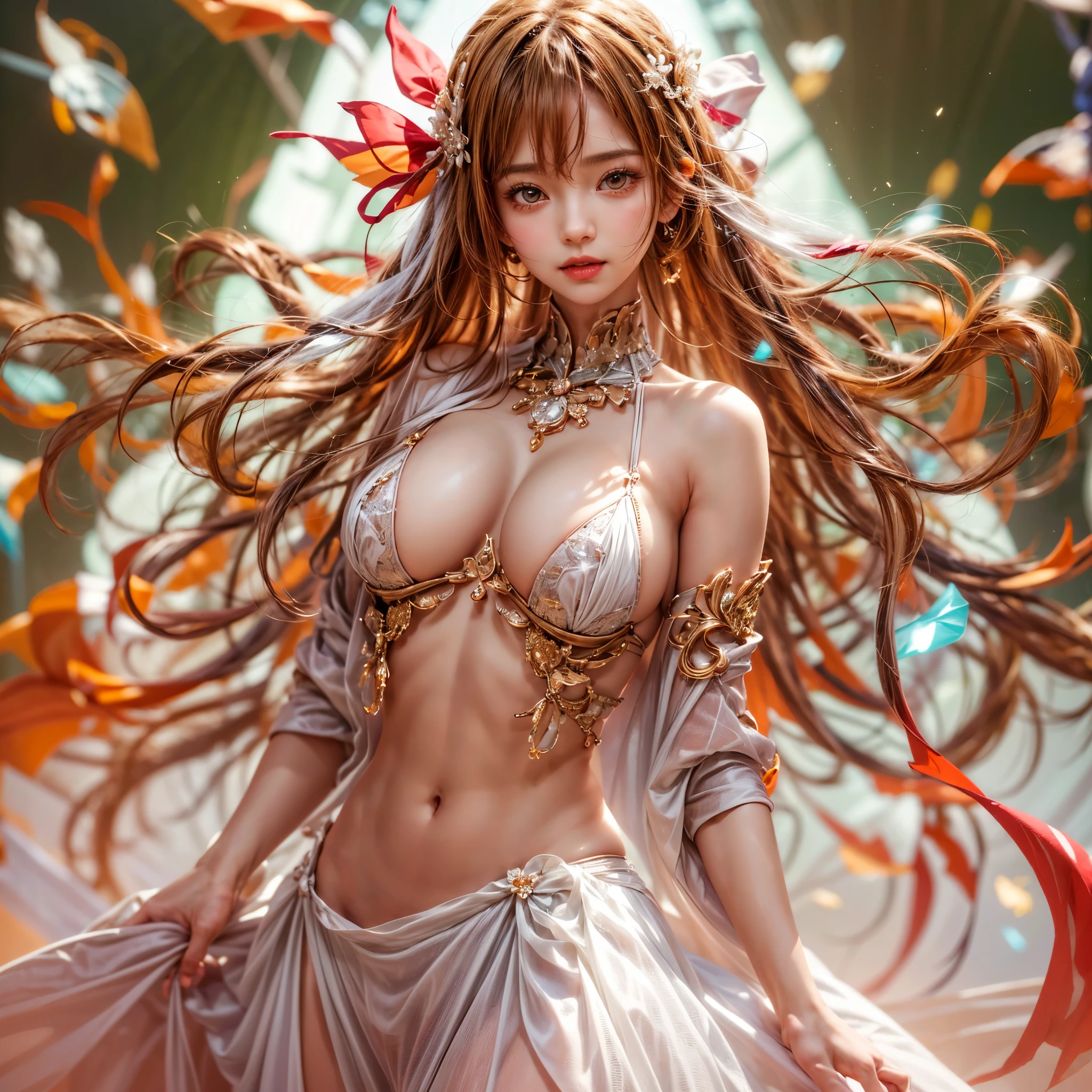 (NSFW:-0.9, nipple:-0.9, Acutance:0.85, White and Red, Mystic sight, (many Dazzling flush lights, lens flares, lens Ghost), Luminous Particles, many colorful Lights ) . (best quality, masterpiece:1.3, realistic, photorealistic, (analog photo:1.37), ultra detailed:1.3) . (Amazing KAWAII actress wearing Red highheels), (Extremely detailed (KAWAII face variations)) with joyful expressions, oiled impeccable ivory skin, Biomechanical HUGE and HEAVY boob, pretty hips, (Exquisitely long dress with back cutouts), (Exposed backs, Overflowing sideboob), (award ceremony, Walking on stage, large crowd:1.4) . (((Ass focus, butt crack))), Whole Body proportions and all limbs are anatomically accurate .