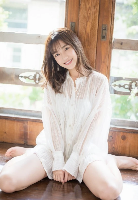 ((Eyes light up、Blushing、Both hands are in front of the belly button、A photo of panties visible through a short polo shirt、Roll up your shirt with your hands、She is wearing a white polo shirt and luxurious white panties.、:1.4))、In the living room、Length Cream Hair Color、Her huge breasts are obvious even through her clothes...、Small earrings、Light brown hair color、:1.4））、Shiny Hair、Light beige hair color、Background Blur、Light brown hair、｛｛Cowgirl Shot｝｝、（（Close-up shot from the waist up、Big Breasts:1.4））、Big Breasts、にっこりsmile、服からでも分かるBig Breasts、Cowboy Shot、素敵なsmile、（（Revealing clothing））、Full body photo、ring、Tuck your hair behind one ear、Silver Necklace、smile、Caustics、Highly detailed photos、Big Breasts、Super no makeup、(8K、RAW Photos、Highest quality、masterpiece:1.2)、(Realistic、Realistic)、1 Girl、((Big Breastsショートヘア、Looking into the camera:1.4))、Hair blowing in the wind
