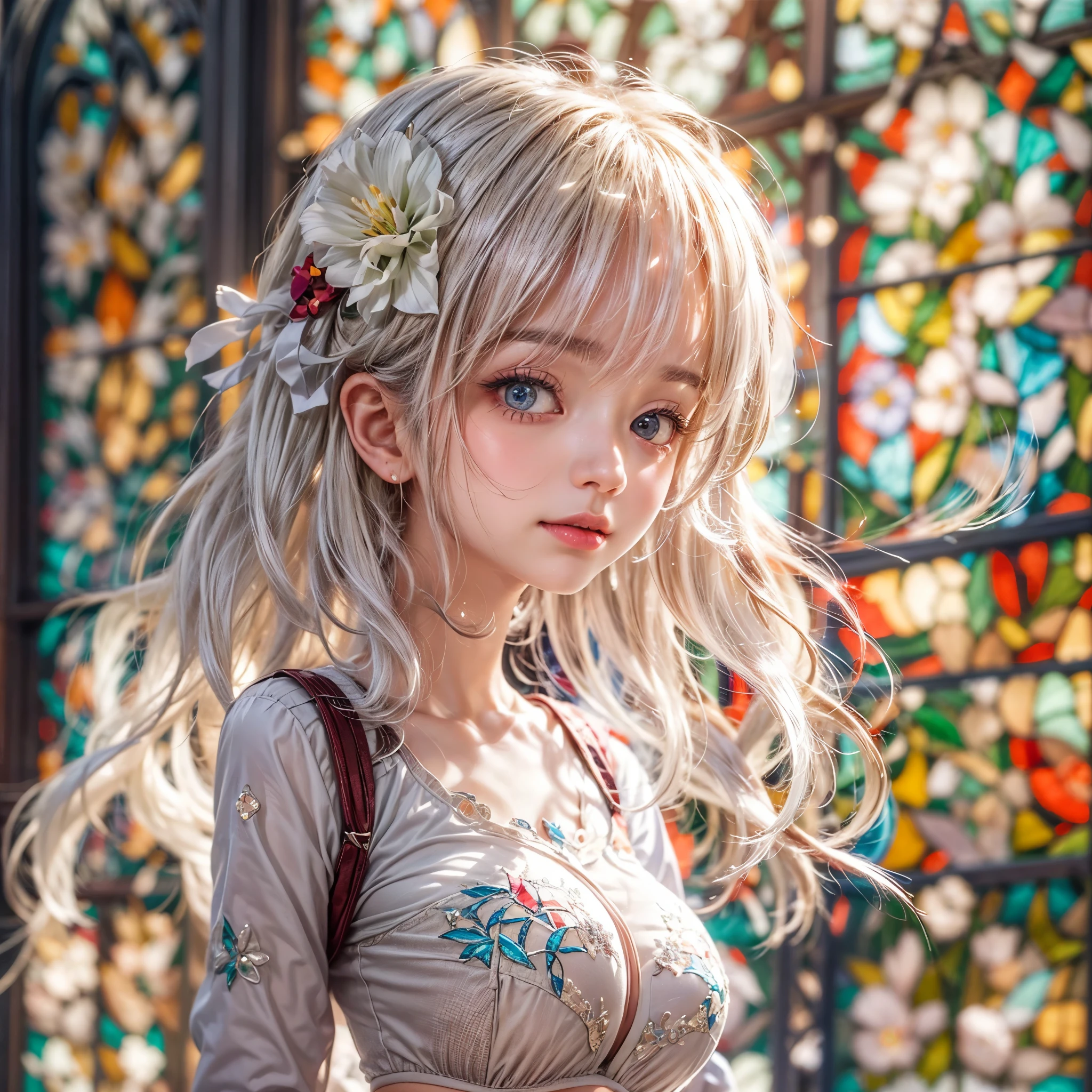 (NSFW:-0.98) . White and Red, (Dazzling colorful light pours down and reflects:1.2), (Physically-based Rendering with incredible detailed Textures), Award-winning Masterpiece of professional Analogue photograpy, { (((Photorealistic:1.37))) | (Hasselblad with F2.8) }, (((Acutance:0.99, Dynamic- Closeup:1.37), { from below | from side } )) . (A group photo of KAWAII girls in (school uniform)) with visible Overflowing Cleavage and Navel without bra . (((Extremely detailed KAWAII face variations)) with joyful expressions), { Glossy cute Lips Closeup | Detailed natural eyes with sparkling highlights and long eyelashes | Rosy cheeks | Navel | (pretty Ass) | (Overflowing underboob) | Oiled ivory skin Details | White panties with (blood seeping only in crotch area) | ((full of Flowers covering girl's body:1.15)) | (((Dazzling colorful stained glass with stunning elaborate details:1.2))) | Mystic sight | A Halo ling in the air | God rays | Haze | Lens flare | Lens Ghost | Luminescent particles | Kissing face to face } . Ultra-detailed, (Exposed:0.8), (((Nipple:-0.9))) .