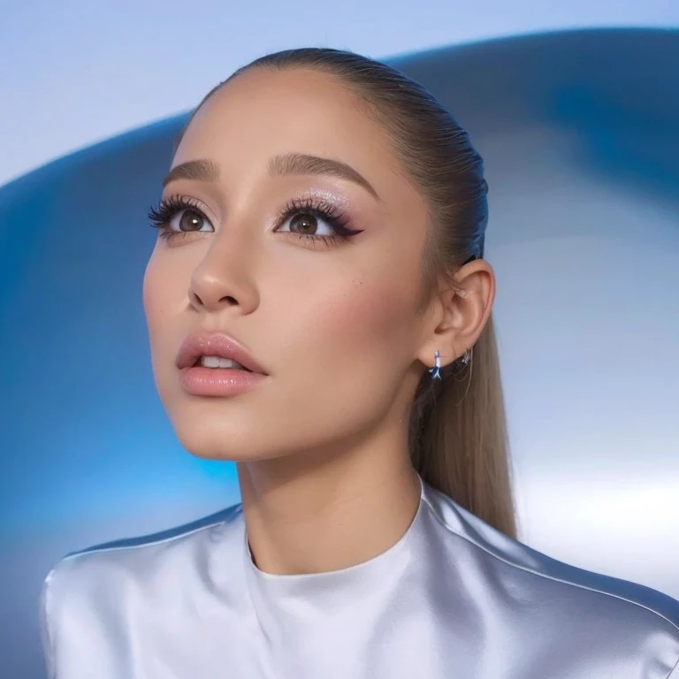 um close up de uma mulher com cabelos longos usando um vestido preto, Retrato de Ariana Grande, Ariana Grande, cabelo em rabo de cavalo baixo liso, Nice Poarch, Ariana Grande Fotografia, ariana grande as a sith, Cl, Ariana Grande em Star Wars, Pintura de Ariana Grande, inspired by Gina Pellón, pintura de retrato de ariana grande, Foto do perfil, suave em _ O pano de fundo