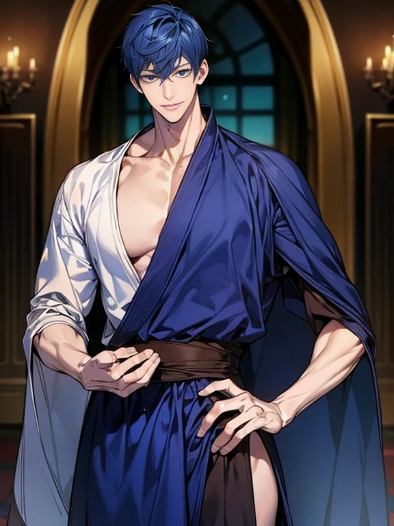 20-year-old male, Sweaters, chest muscle, Gold-framed glasses