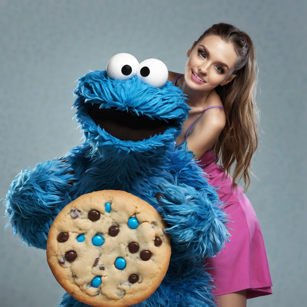 (best quality, highres, ultra-detailed), (realistic:1.37)
Image divided into 8 parts, catalog of different types of "Cookie Monster" next to stunning ponytailed Czech anorexic sexy woman,, (vivid colors), (concept artists), natural lighting