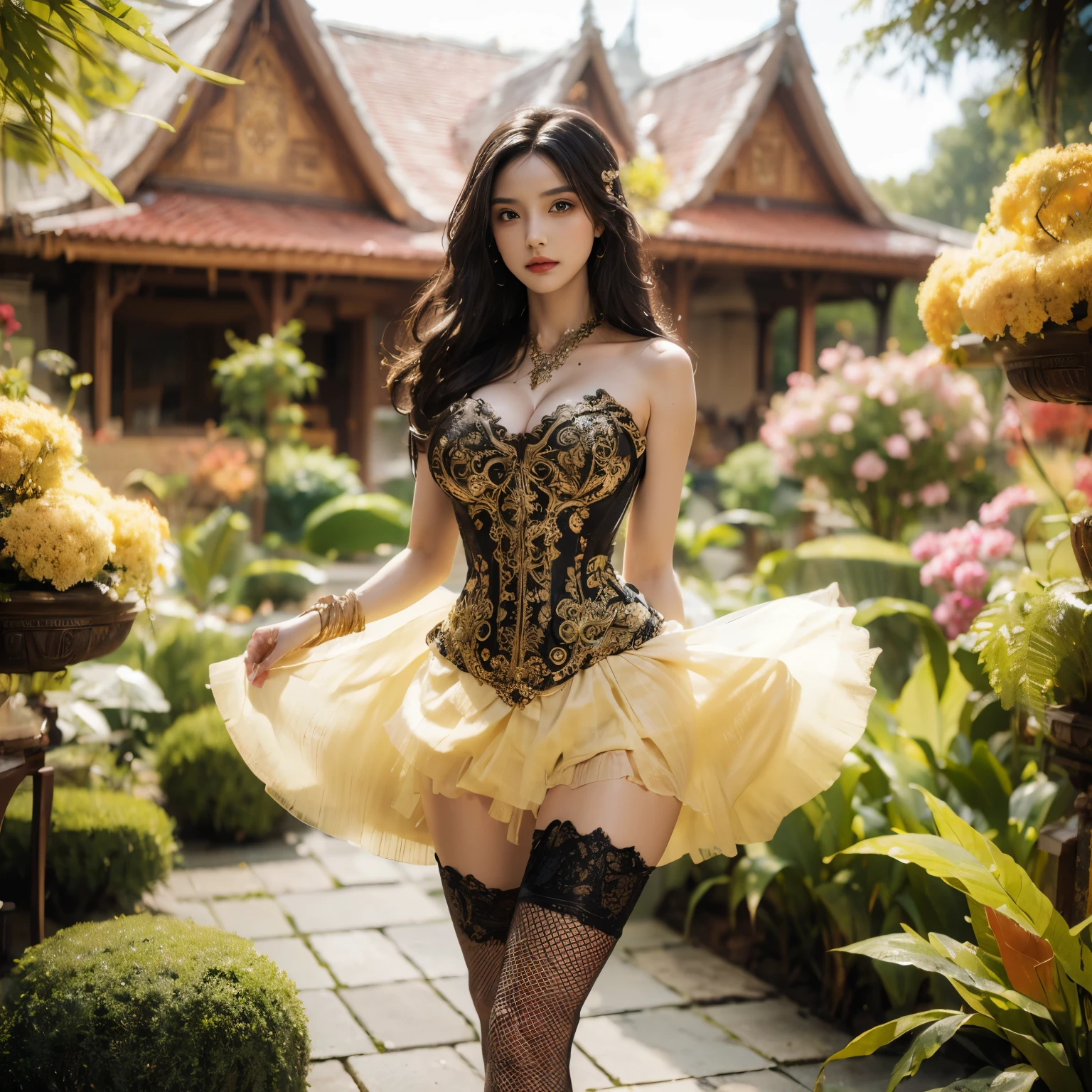 Beautiful girl wearing a scarecrow costume, wizard of oz style, full body