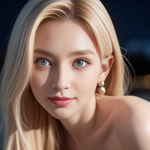 masterpiece,Highest image quality,Super details,sexy smile,amazing face and eyes, (Extremely detailed beautiful face), (The sexiest look), Snow-white breasts,Naked of breast,Deep cleavage,(best quality:1.4), (Super detailed), (Extremely detailed CG unified 8k wallpaper), The content is very detailed, RAW photos, Professional photography, ((Nice business suit)), The sexiest look,Outdoor and below, (No man's street), (night sky), depth of field,Blushed,raised eyebrows,very shy,Blonde hair, blue eyes,Ruddy complexion,looking at the audience,Dreamcatcher earrings,epic,concept art,glowing eyes,Bright Eyes,black,Deep cleavage,Naked of breast,Perfect breast ball shape,