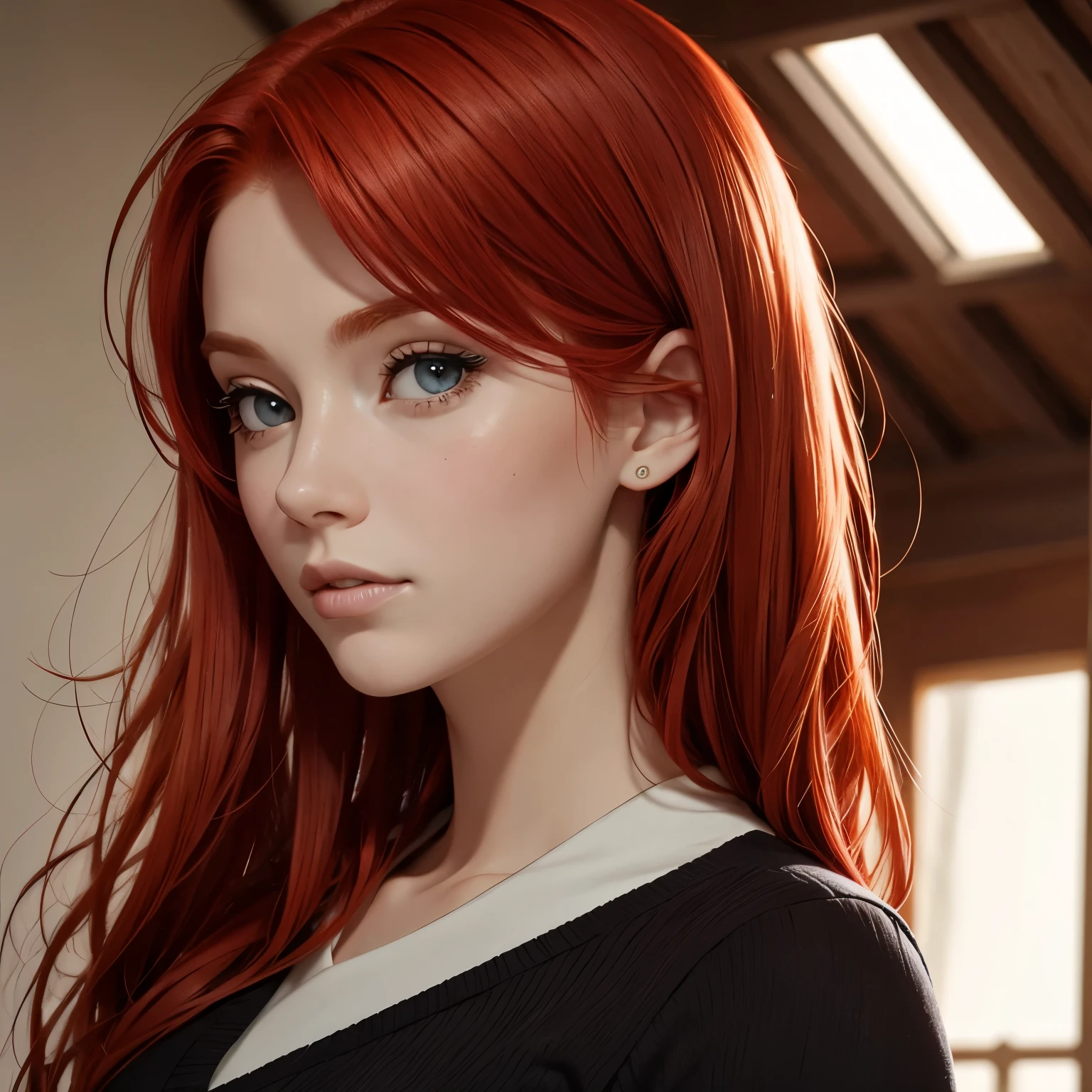 Redhead woman head, meiga.