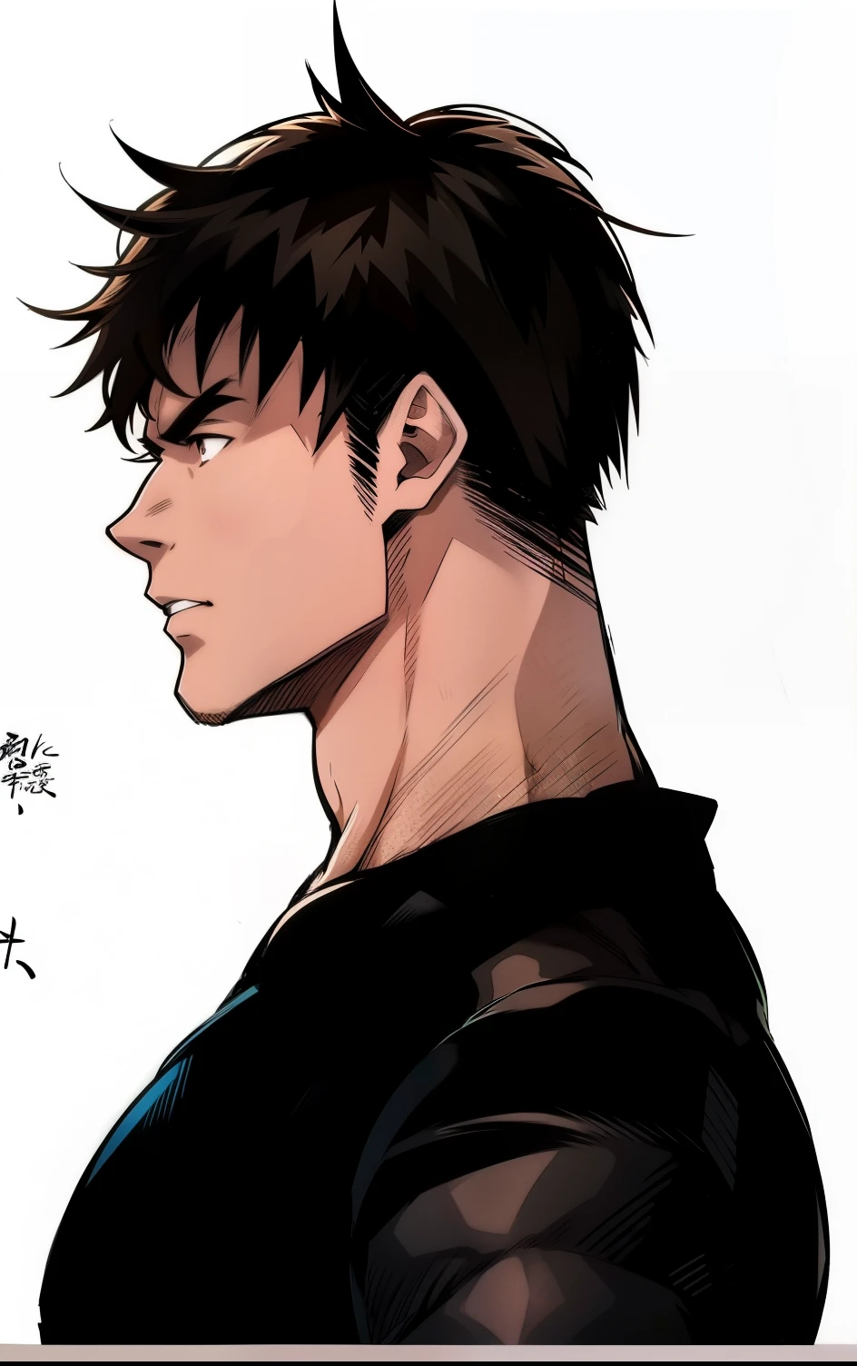 Gere uma imagem arte de anime de um monstro grande , muscular he has dark skin , muito amedrontador, a imagem tem que ser estilo anime