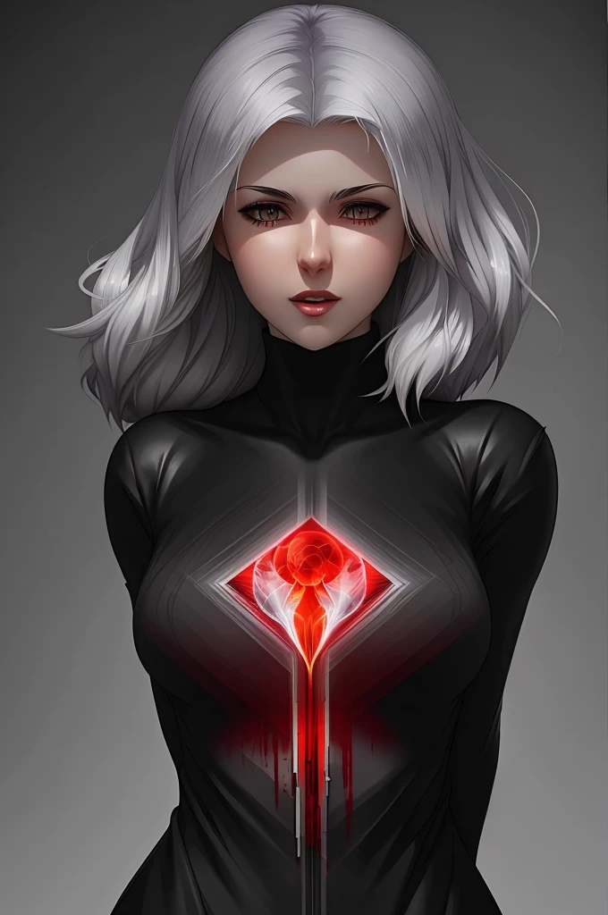 a ghostly woman with white hair and a black dress with blood on it, alena aenami and artgerm, deviantart artstation cgscosiety, realistic digital art 4 k, realistic digital art 4k, whitehaired, ig model | artgerm, smooth grey skin, photorealistic anime girl render, anime girl in dress