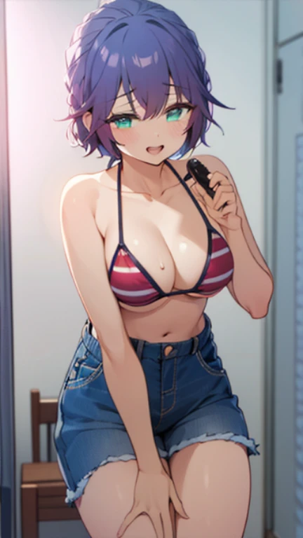 (masturbation:1.2)、bikini、Short jeans、