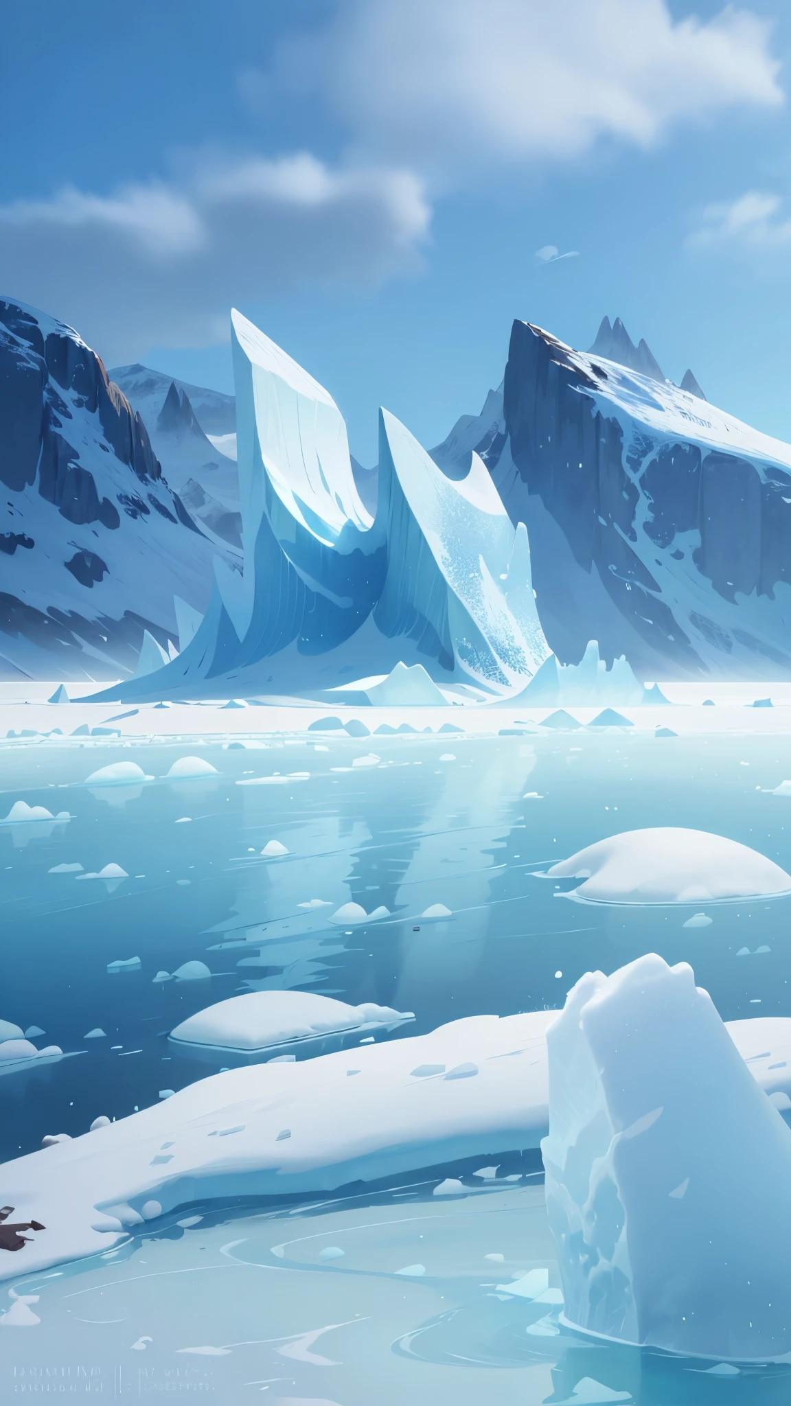 Antarctica,iceberg,snowfield,Pixar style, best quality, stills, ,high details, high quality, masterpiece, ccurate, super detail,