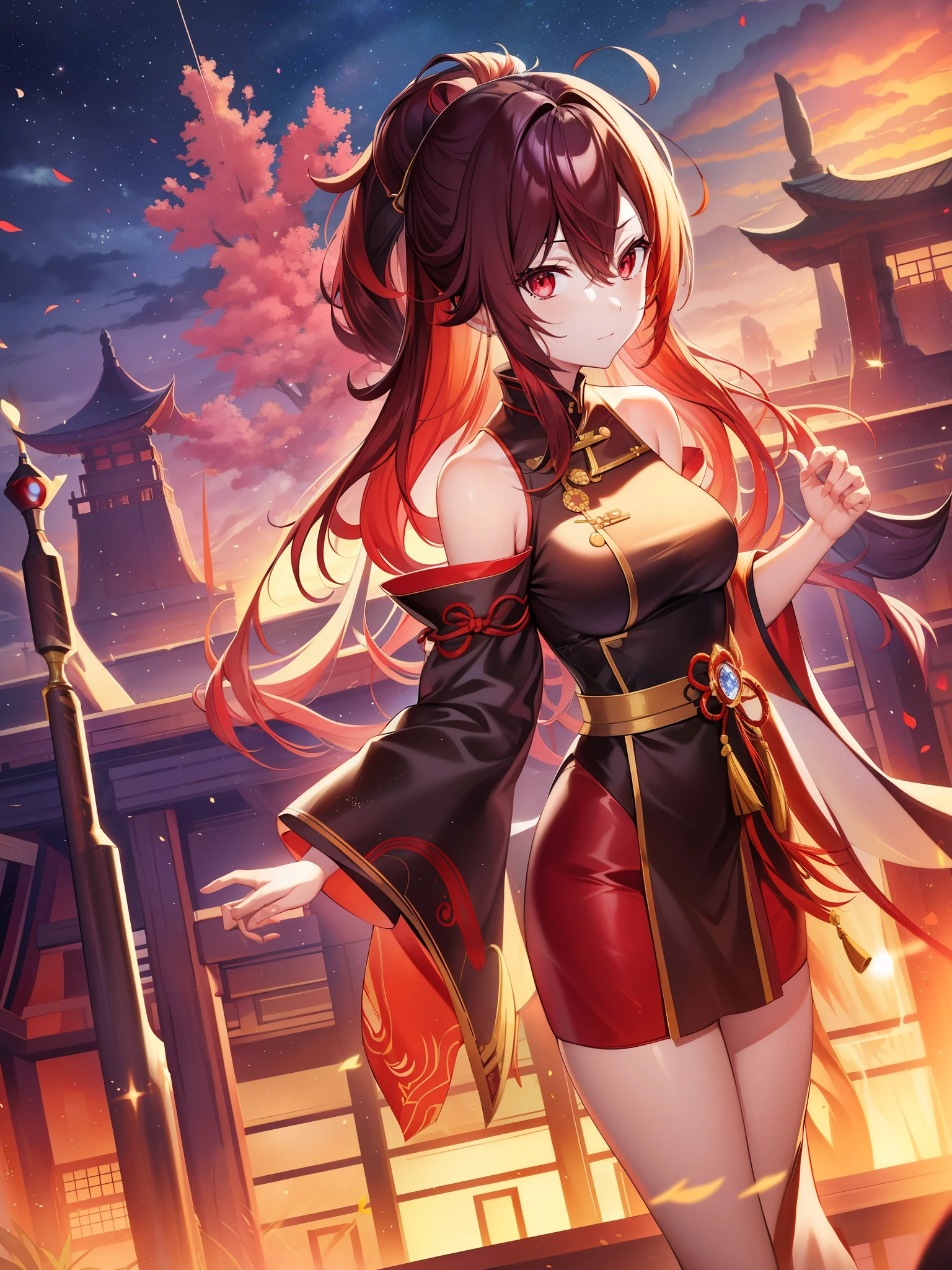 長い髪とred eyesを持つ女性のクローズアップ、shinered eyes、赤いshine目、red eyes、shine、black anime eyes、anime style 4k、stunning anime face portraits、shinered eyes、shine目、shine黄色の目、loss draw | afro futurism、red eyes、shineオレンジの目、赤くshine目
