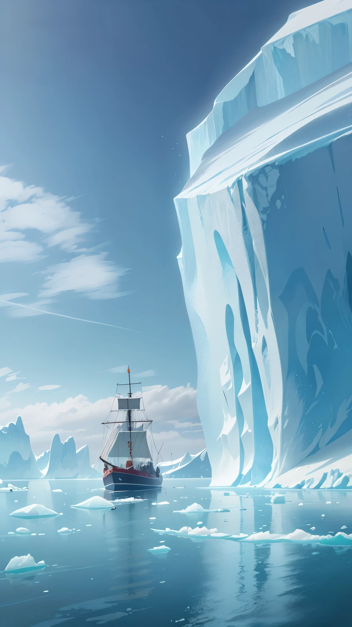 Antarctica，iceberg，snowfield，Pixar style, best quality, stills, ，high details, high quality, masterpiece, ccurate, super detail，