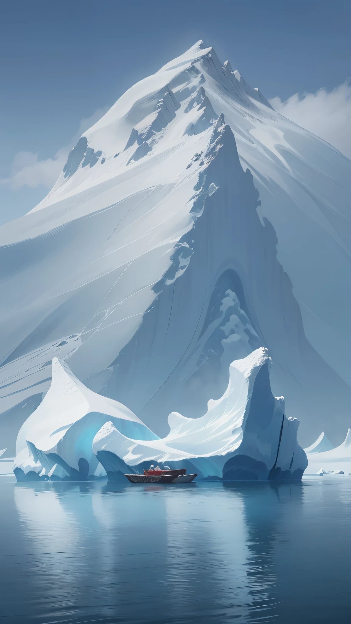 巨大of冰山，Floating on the water，Antarctica，，Pixar style, 最好of质量, stills, of，high details, high quality, masterpiece, ccurate, super detail